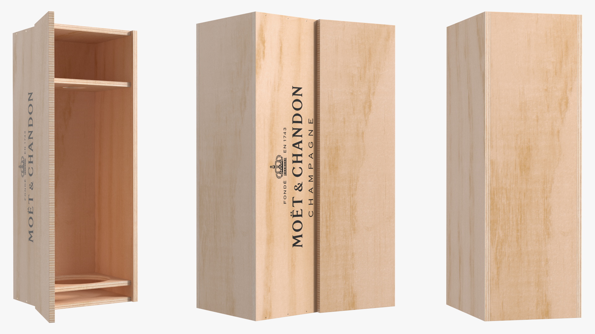 3D Champagne Moet in Wooden Box model