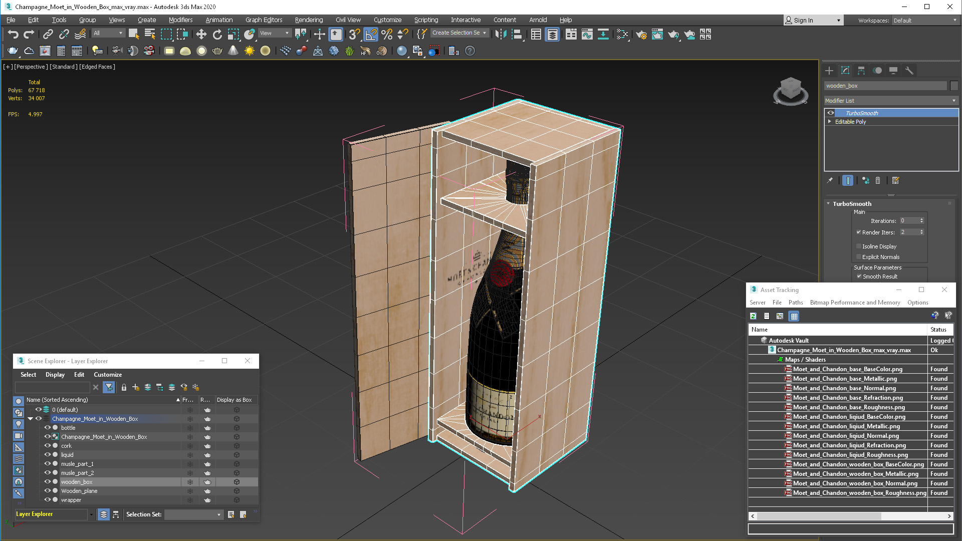 3D Champagne Moet in Wooden Box model