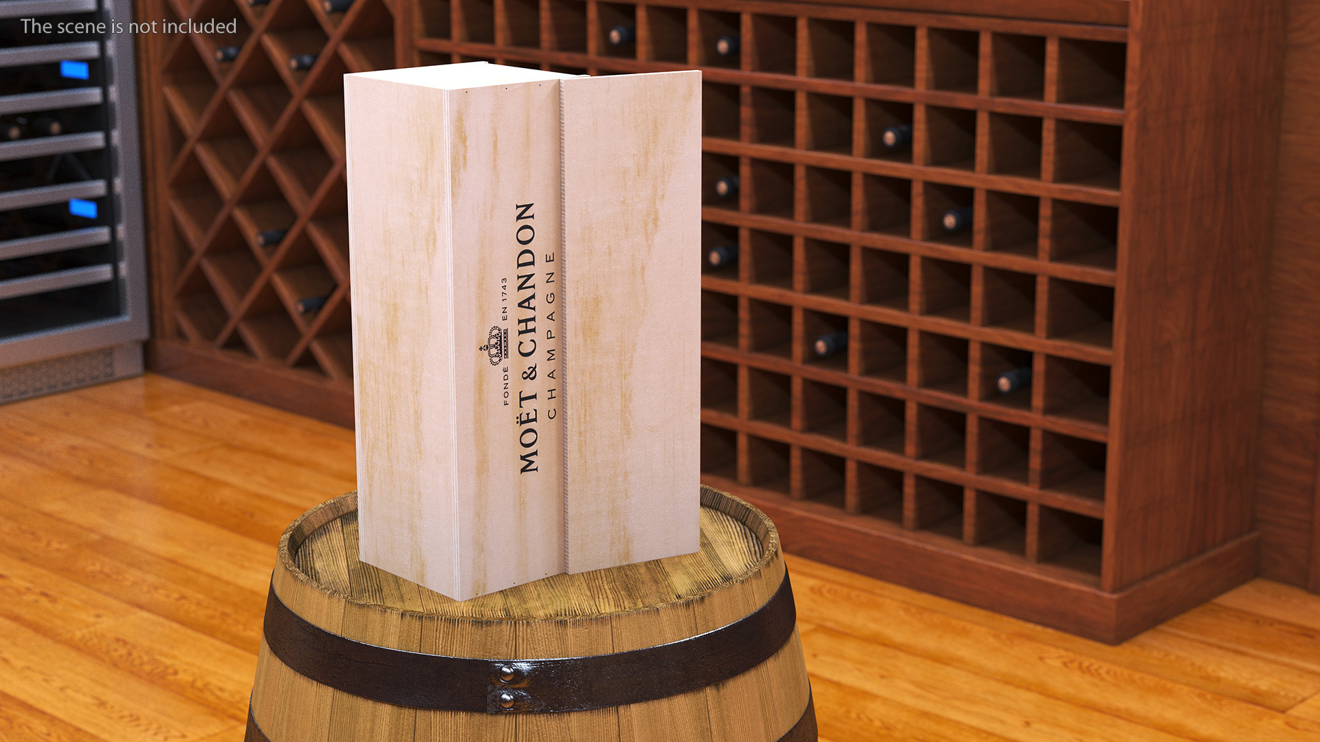 3D Champagne Moet in Wooden Box model