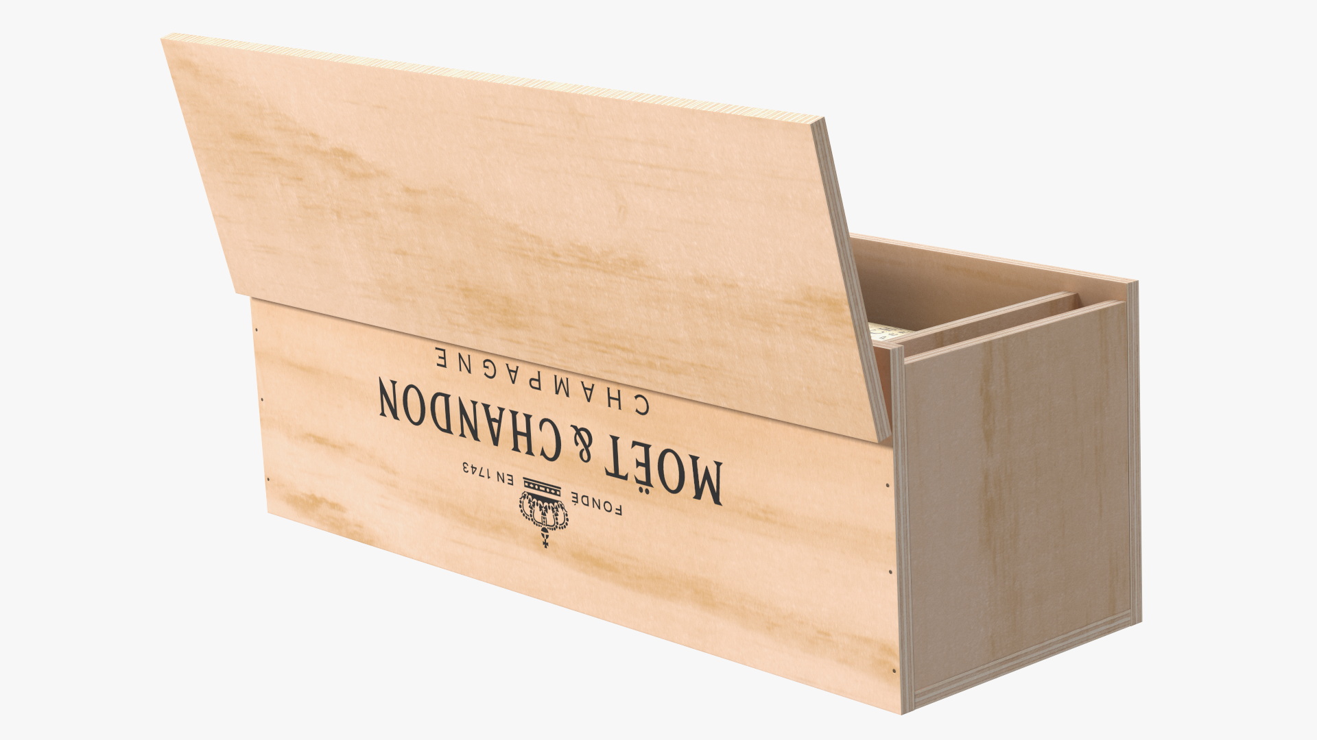 3D Champagne Moet in Wooden Box model