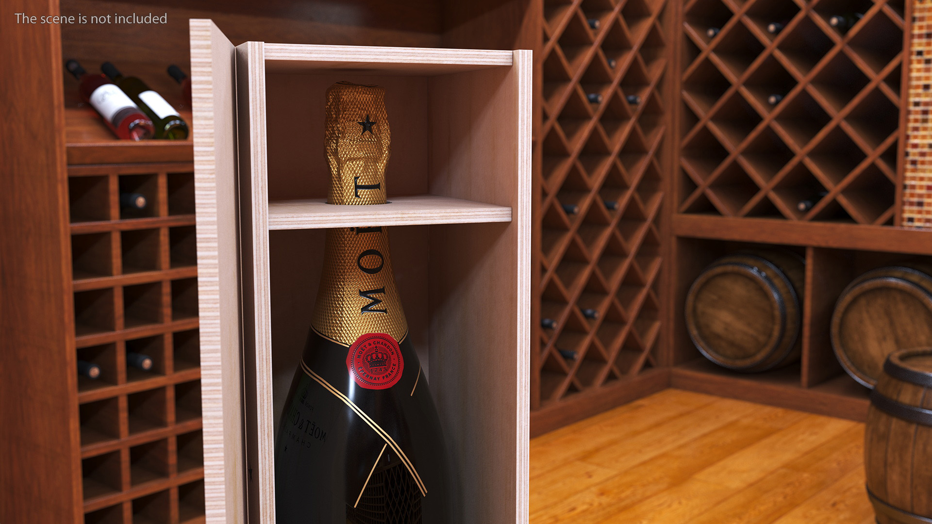 3D Champagne Moet in Wooden Box model
