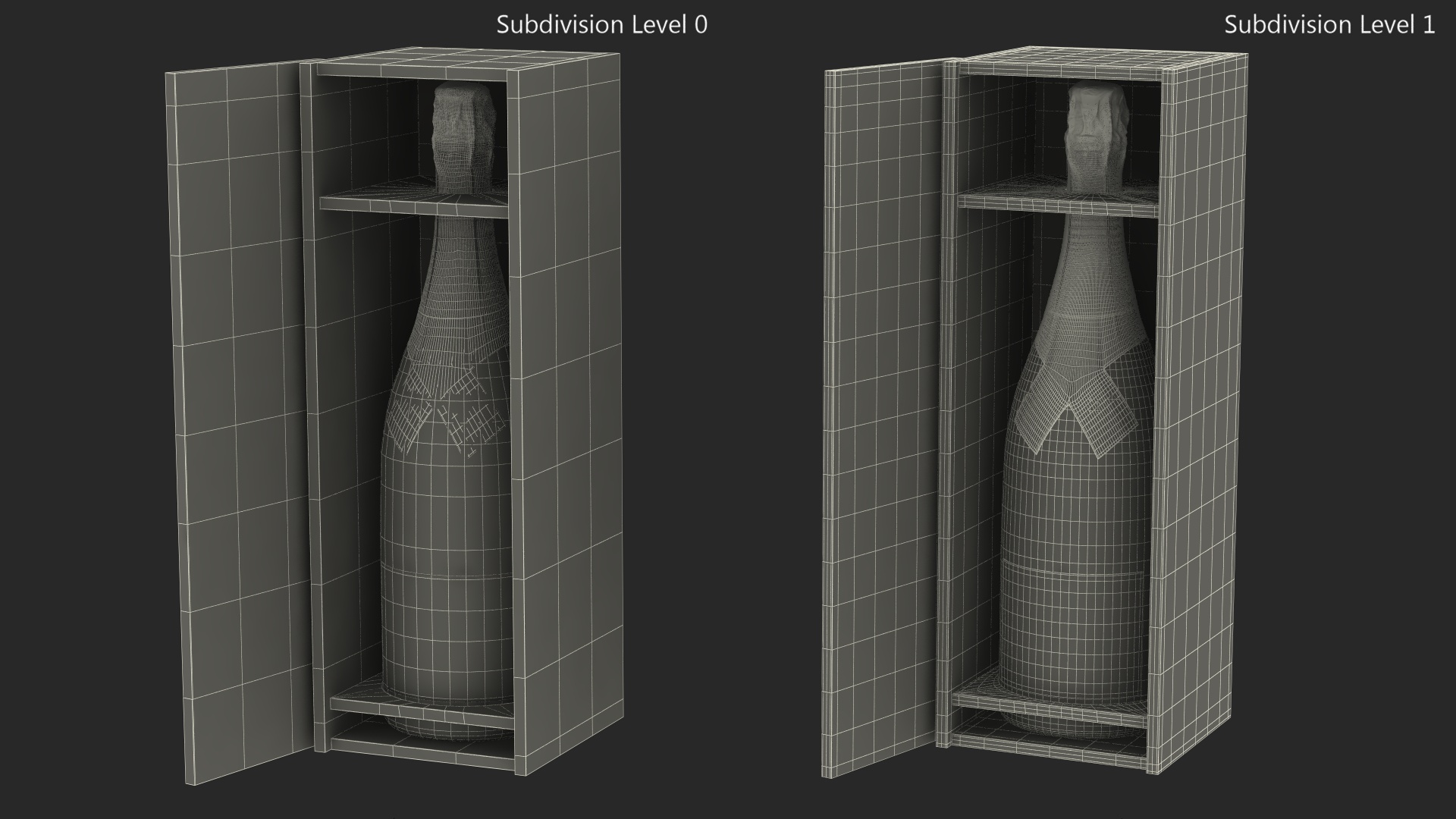 3D Champagne Moet in Wooden Box model