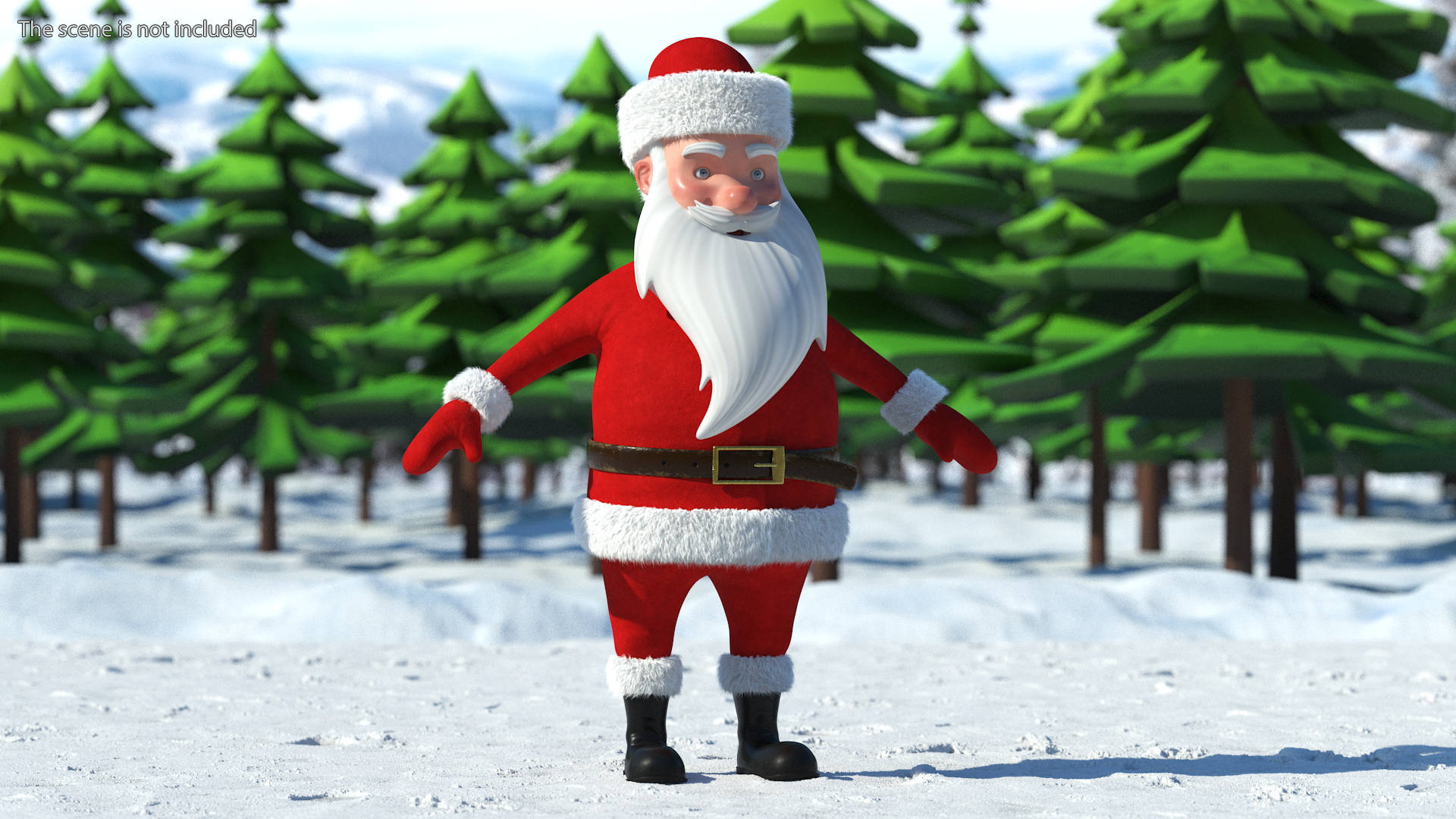 3D model Santa Claus Cartoon Fur Rigged