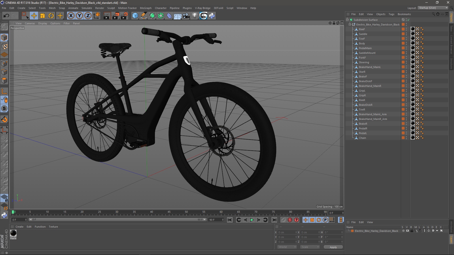 3D model Electric Bike Harley Davidson Black