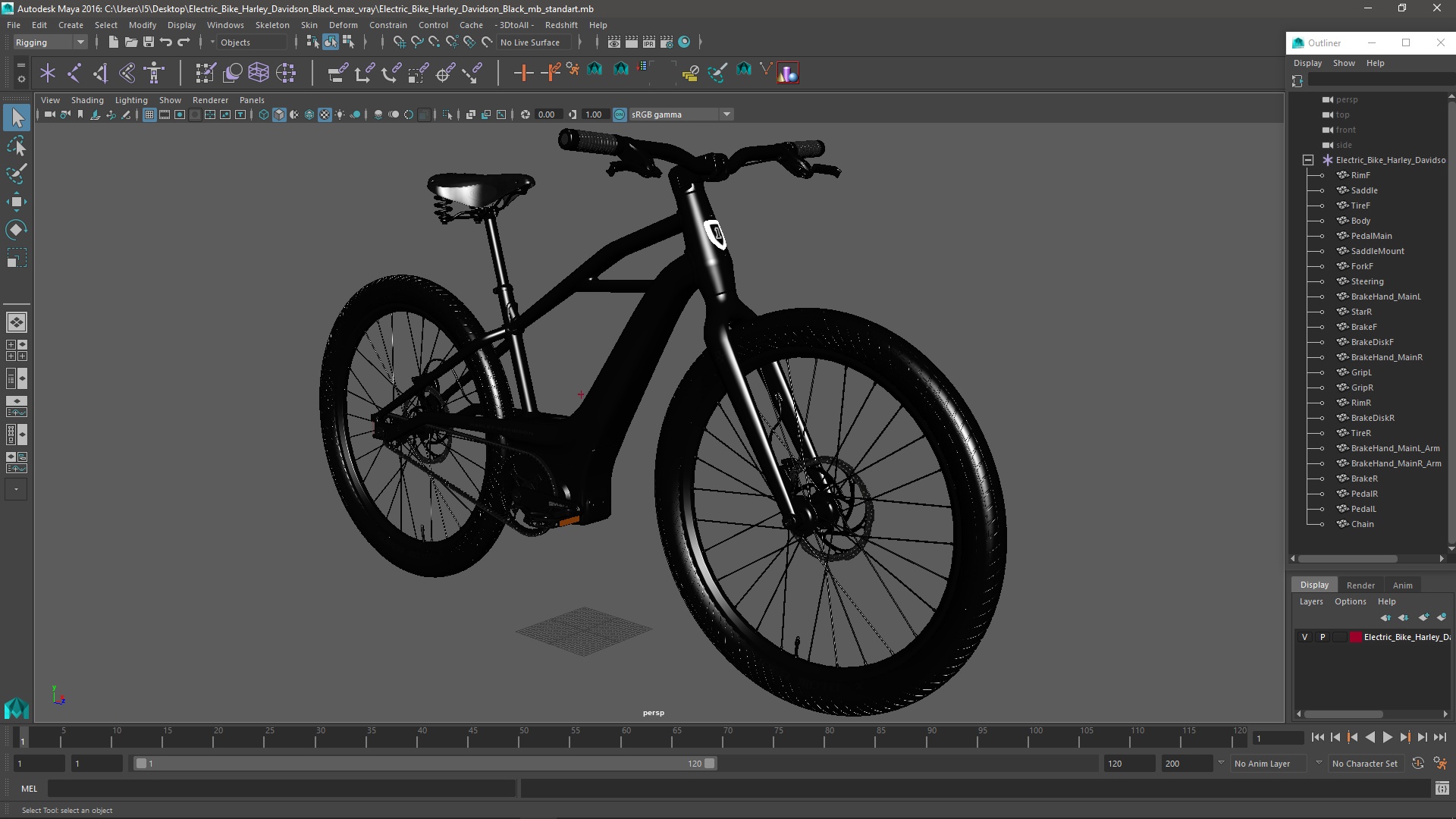3D model Electric Bike Harley Davidson Black