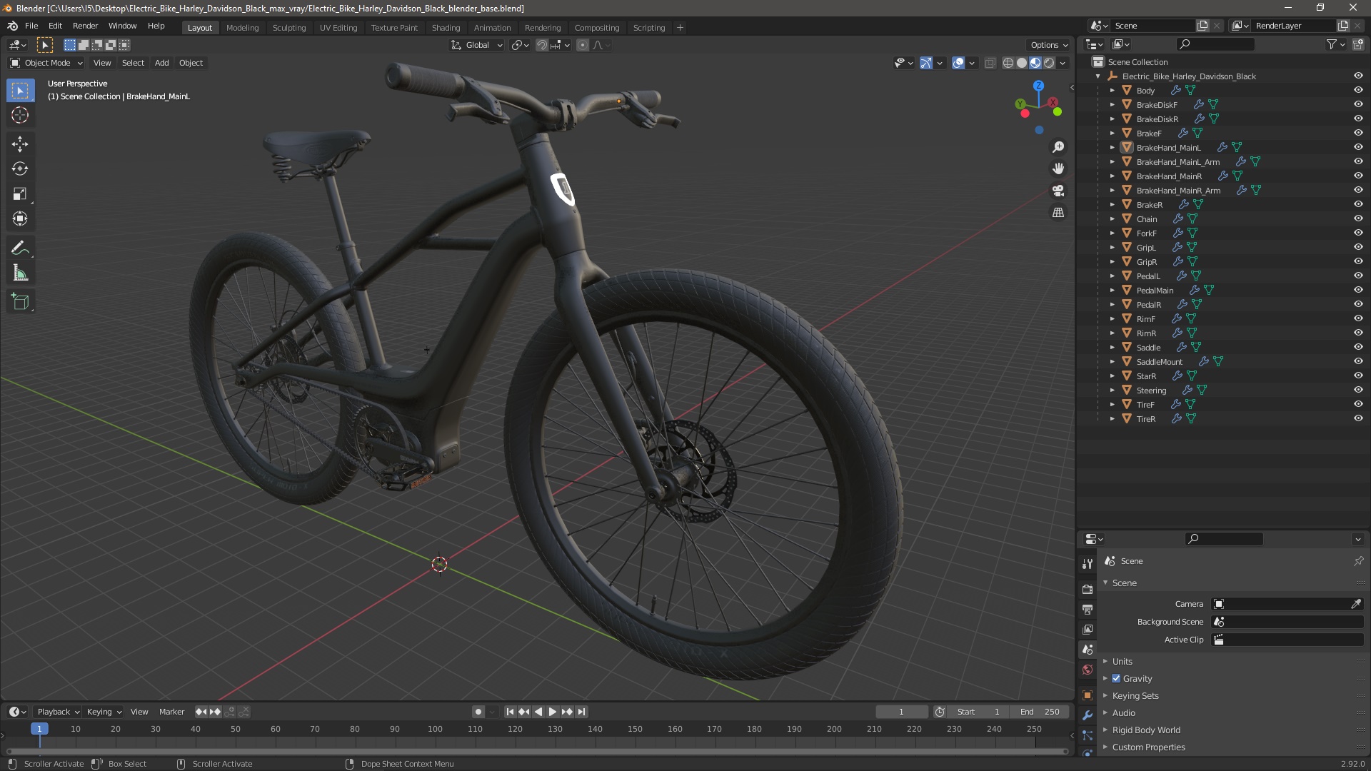 3D model Electric Bike Harley Davidson Black