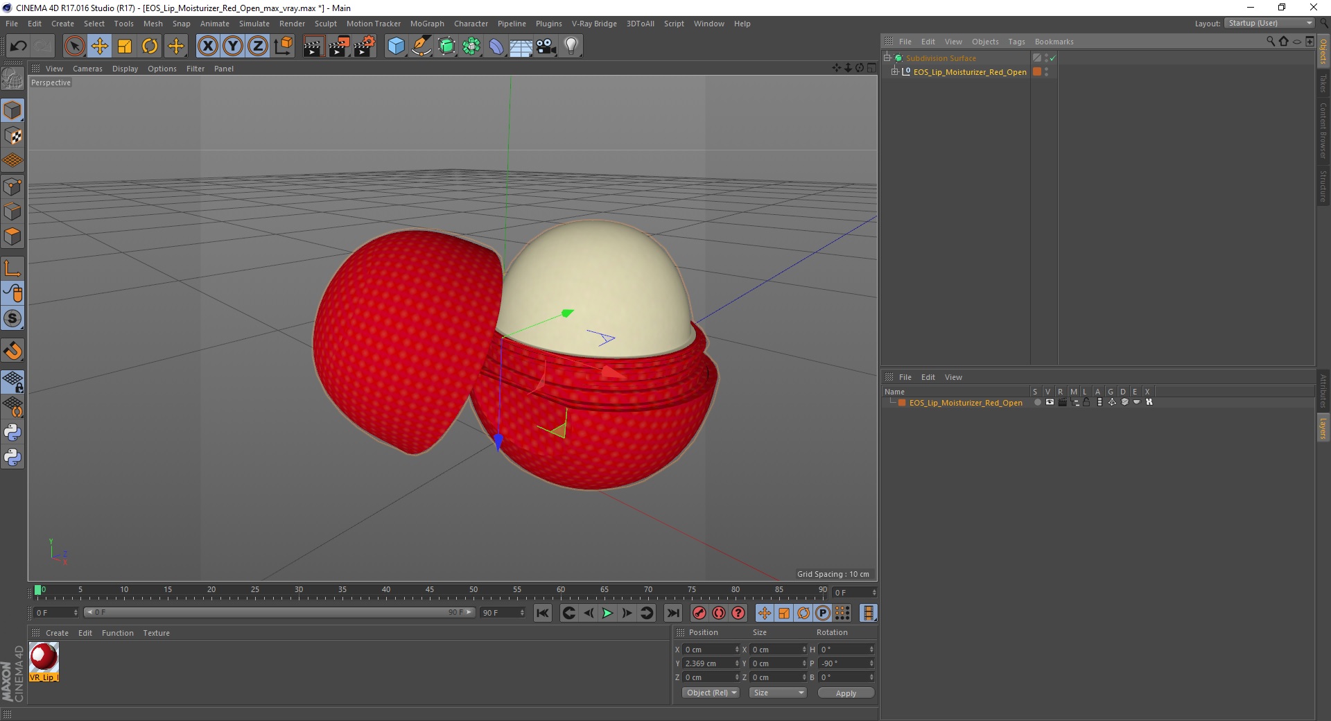 3D EOS Lip Moisturizer Red Open model