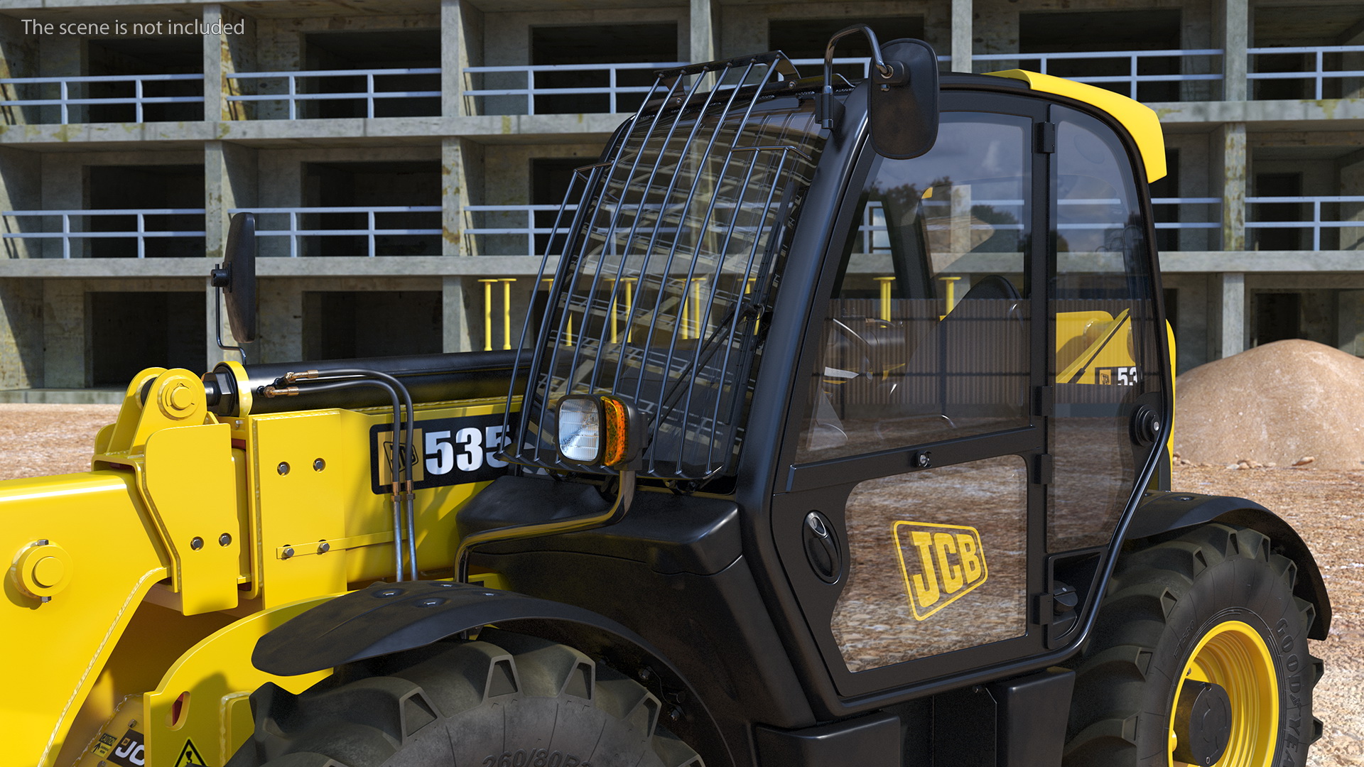 3D Telescopic Loader With Pallet of Cement Bags Rigged