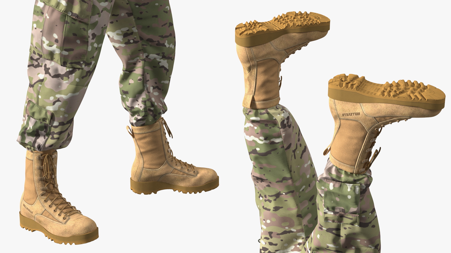 3D Soldier in Green Tactical Gear with Goggles Standing Fur