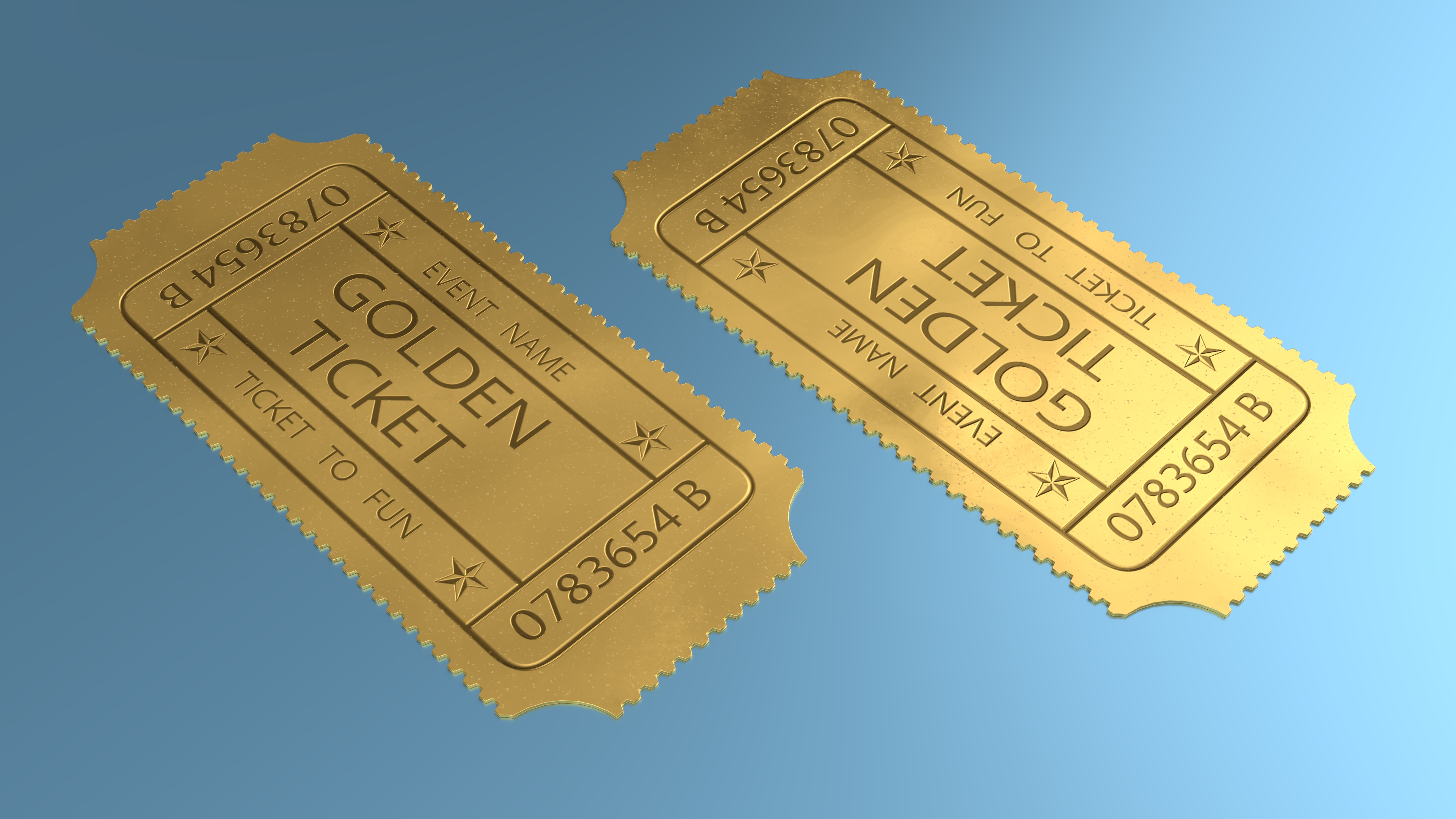 Golden Event Ticket 3D model