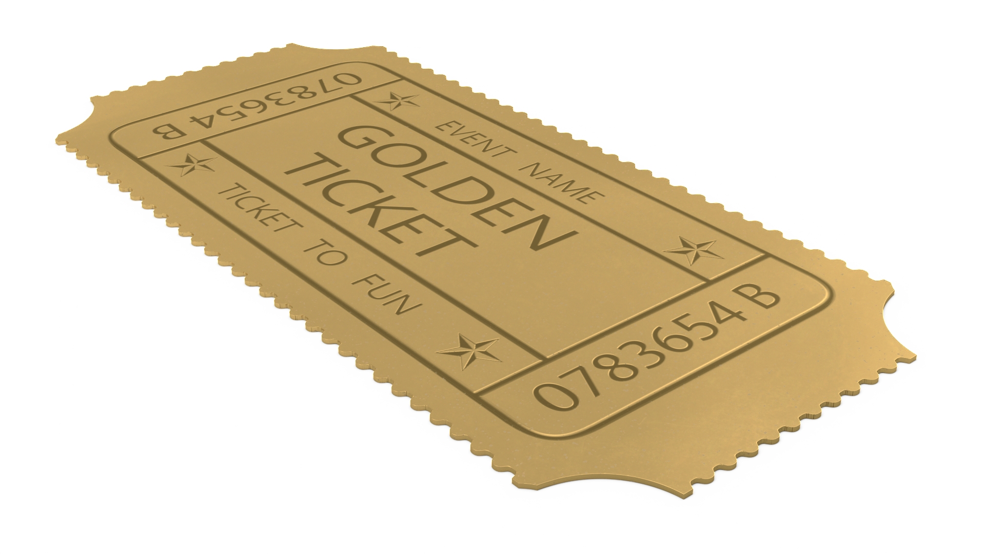 Golden Event Ticket 3D model
