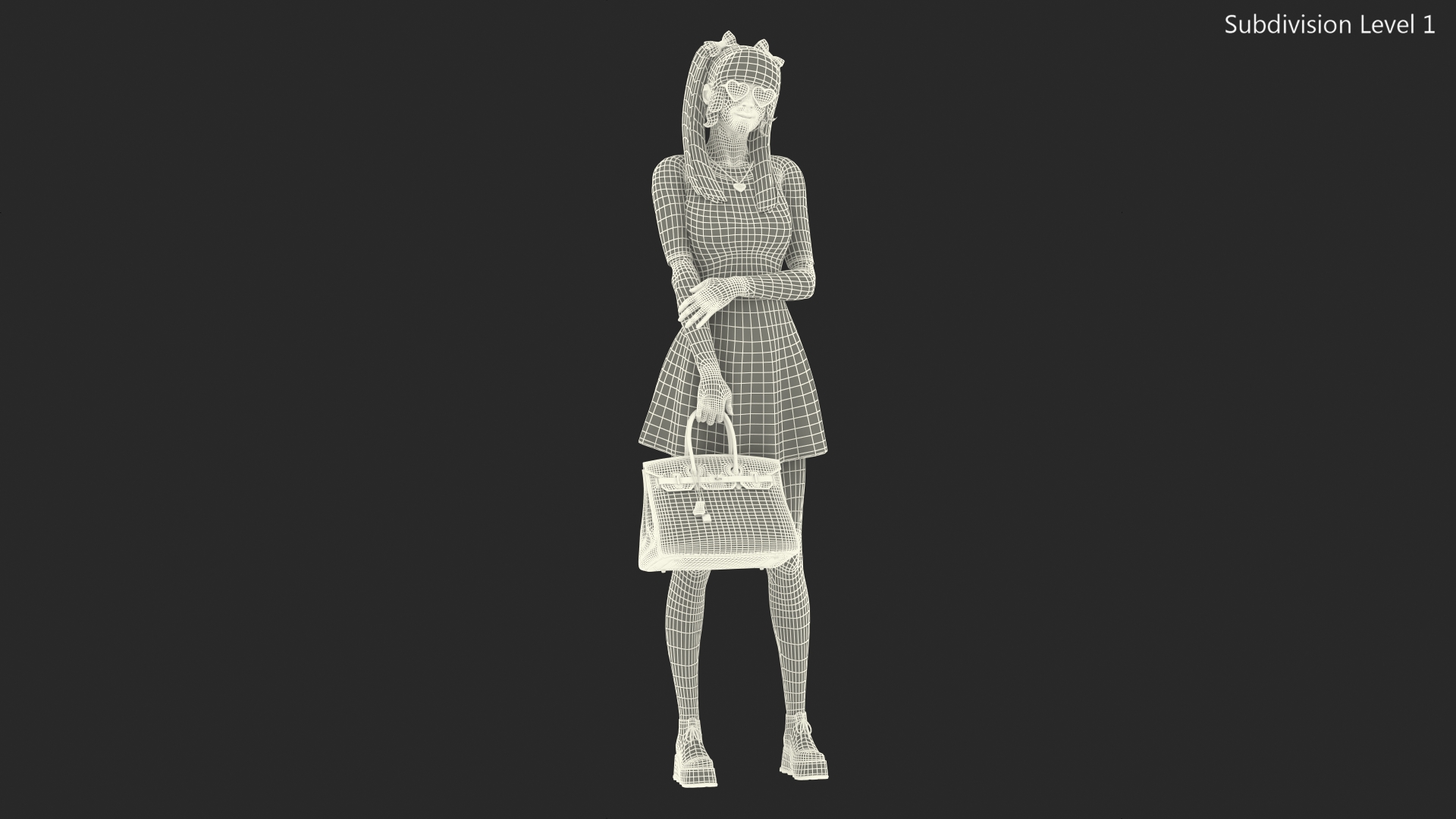 Fashionate Chinese Woman with Hermes Birkin Bag Alligator 3D