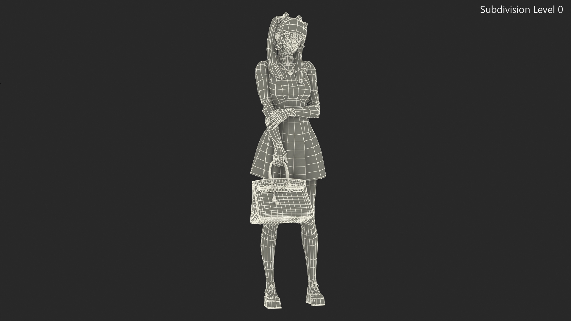 Fashionate Chinese Woman with Hermes Birkin Bag Alligator 3D