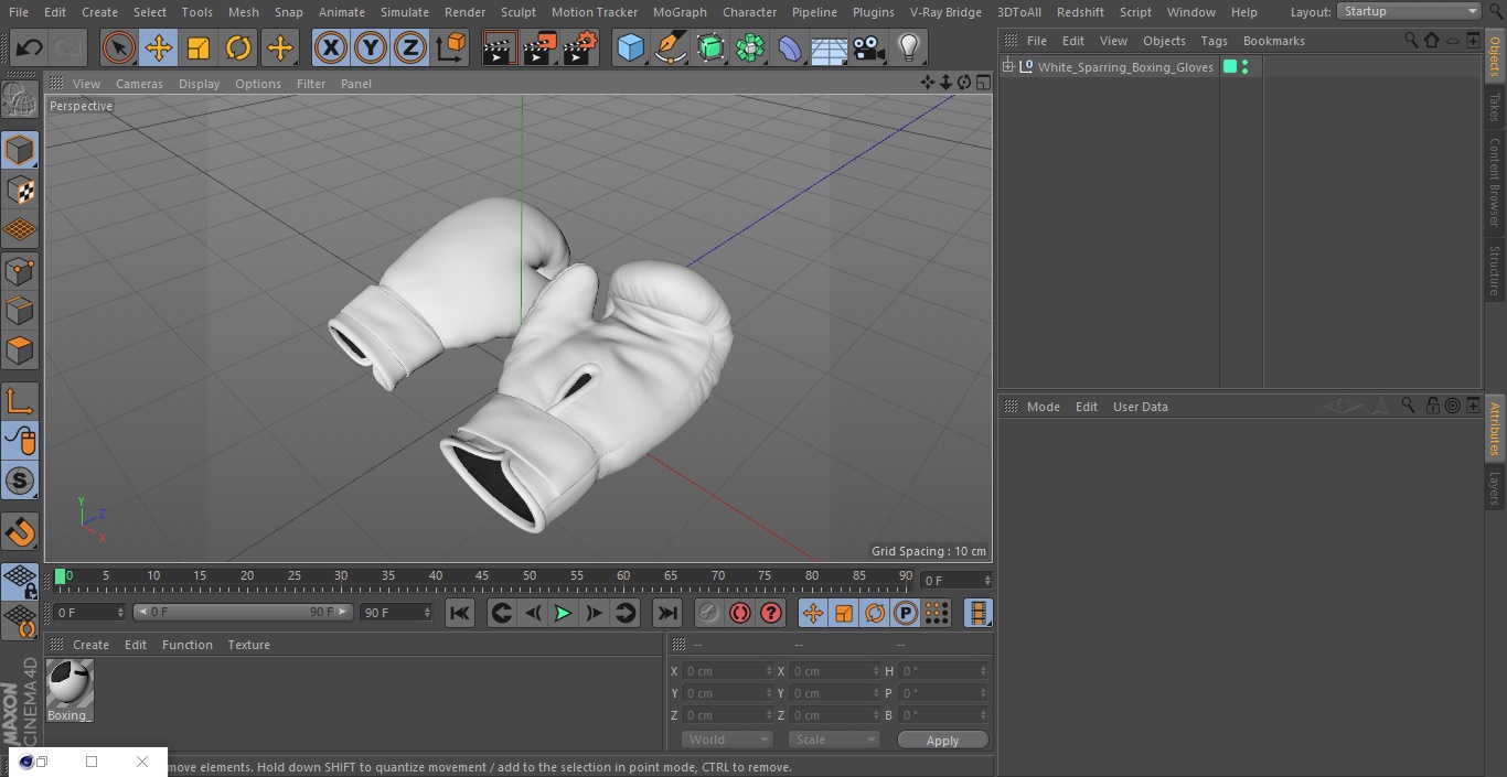 3D White Sparring Boxing Gloves model