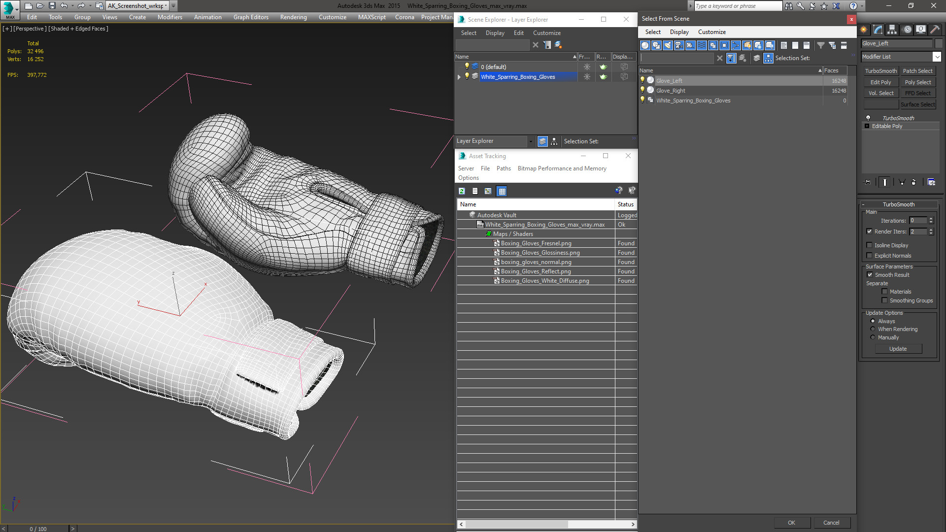 3D White Sparring Boxing Gloves model