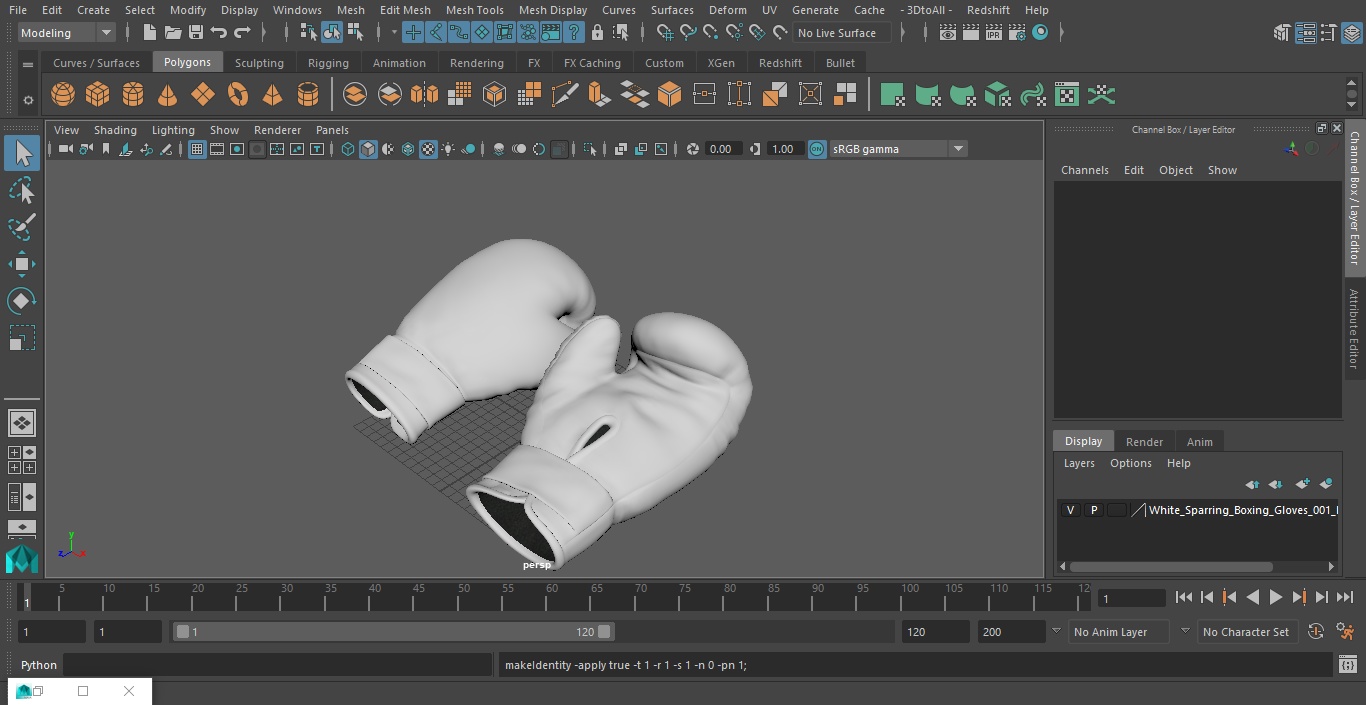 3D White Sparring Boxing Gloves model