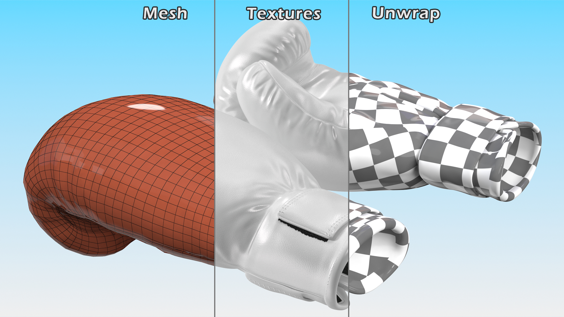 3D White Sparring Boxing Gloves model