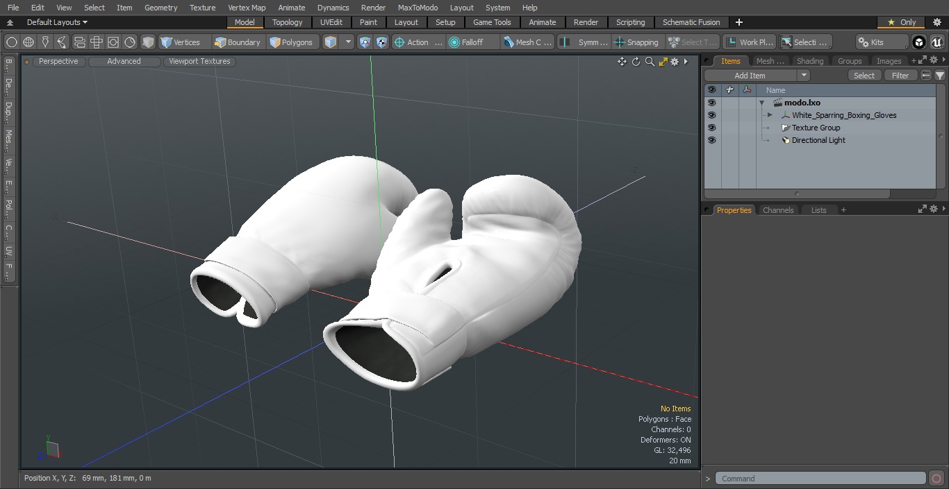 3D White Sparring Boxing Gloves model