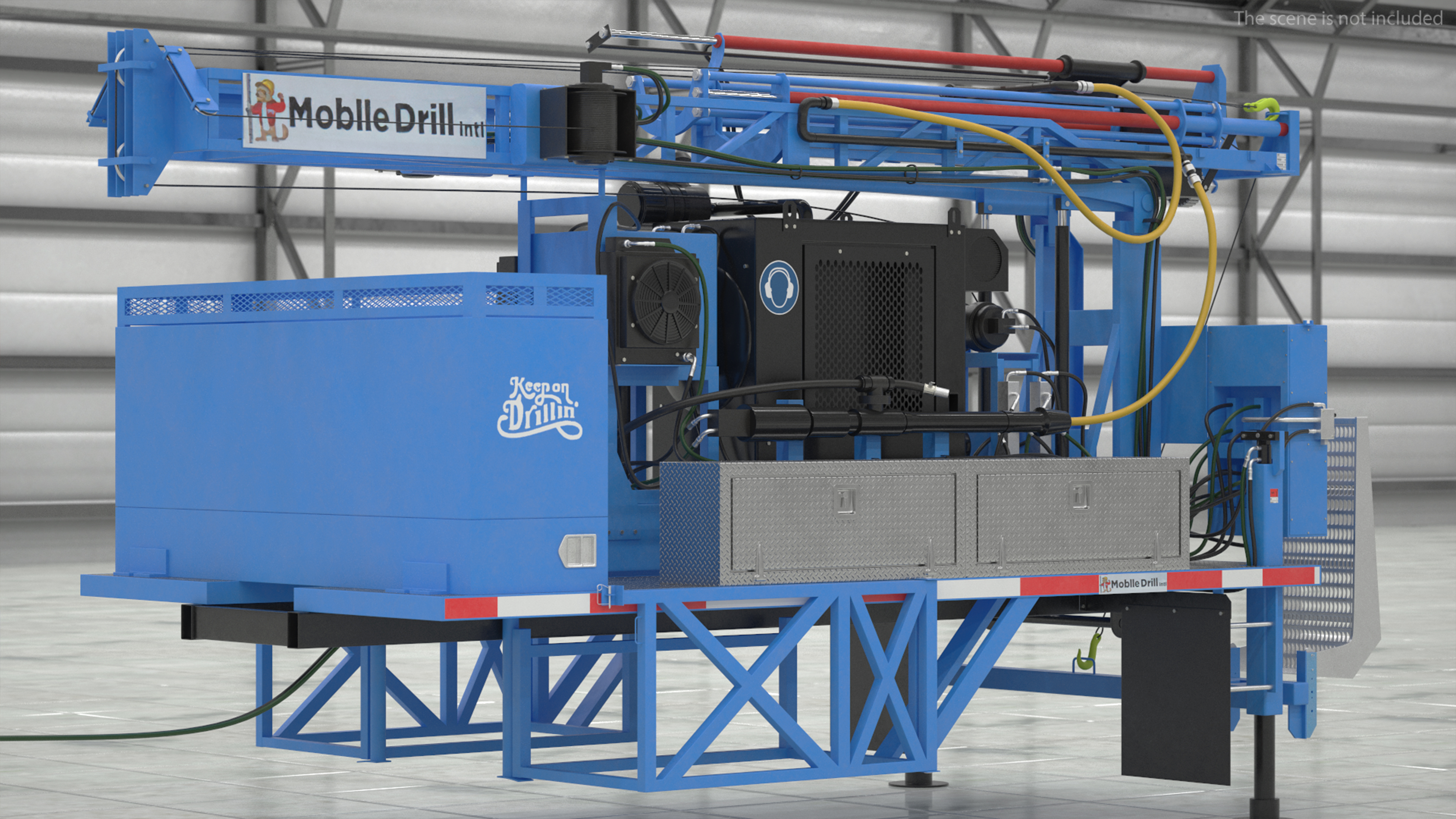 3D Mobile Drilling Rig Blue Rigged