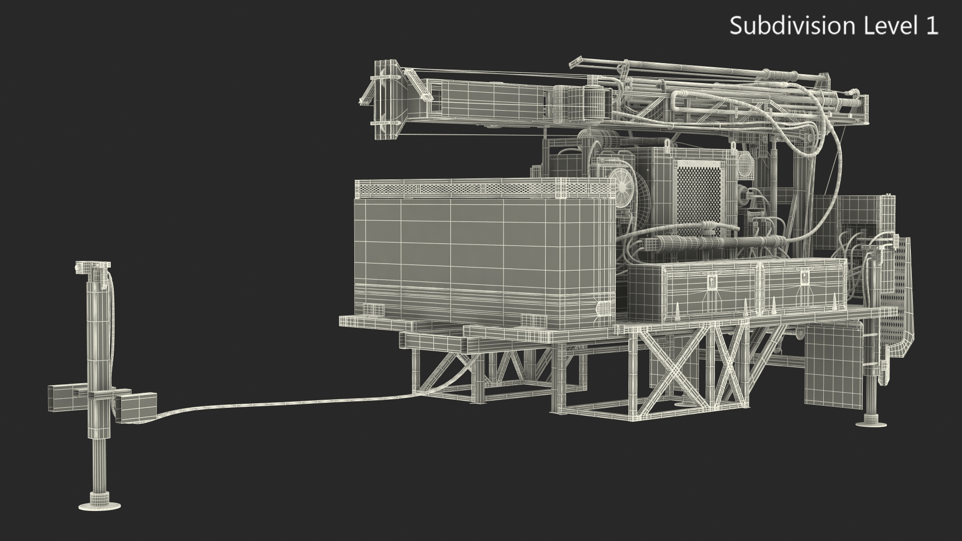 3D Mobile Drilling Rig Blue Rigged
