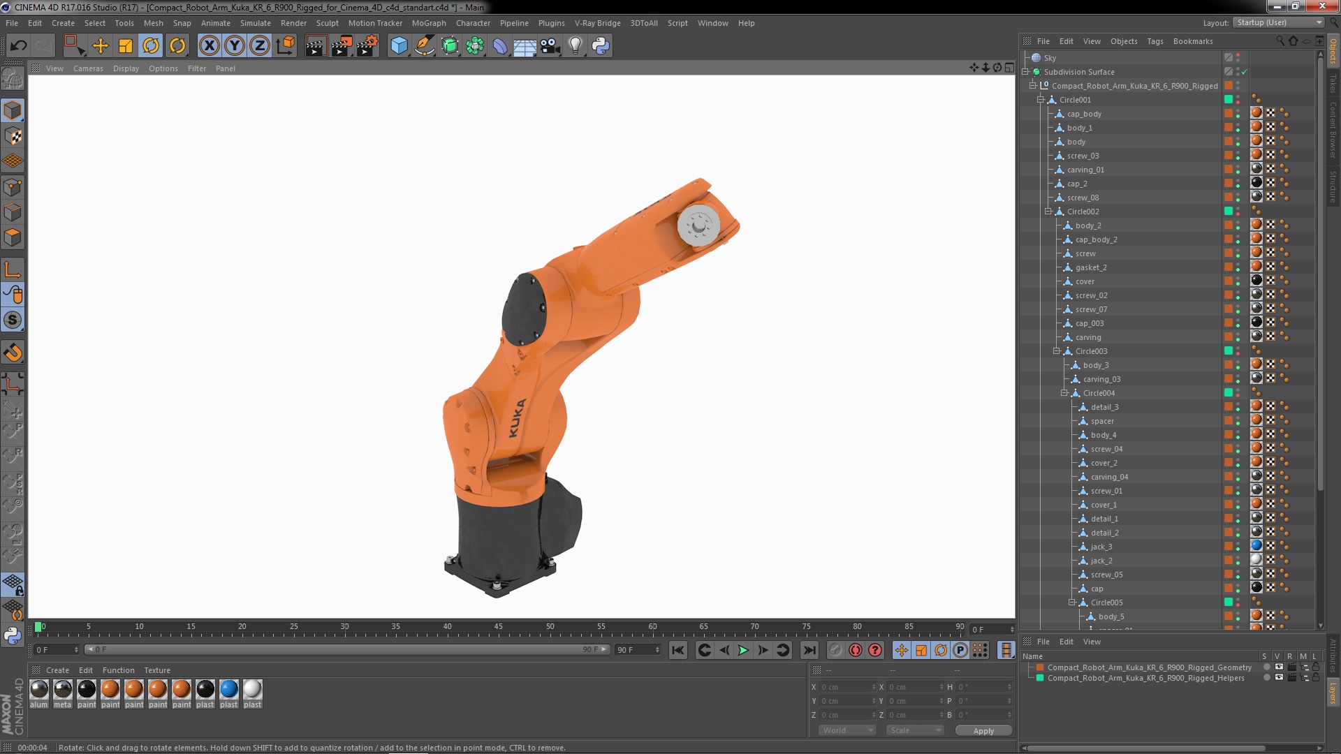 3D Compact Robot Arm Kuka KR 6 R900 Rigged for Cinema 4D model