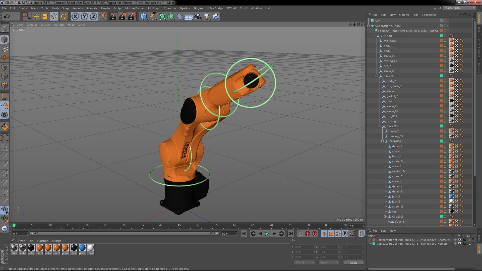 3D Compact Robot Arm Kuka KR 6 R900 Rigged for Cinema 4D model