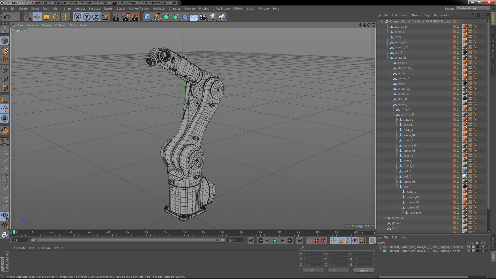 3D Compact Robot Arm Kuka KR 6 R900 Rigged for Cinema 4D model