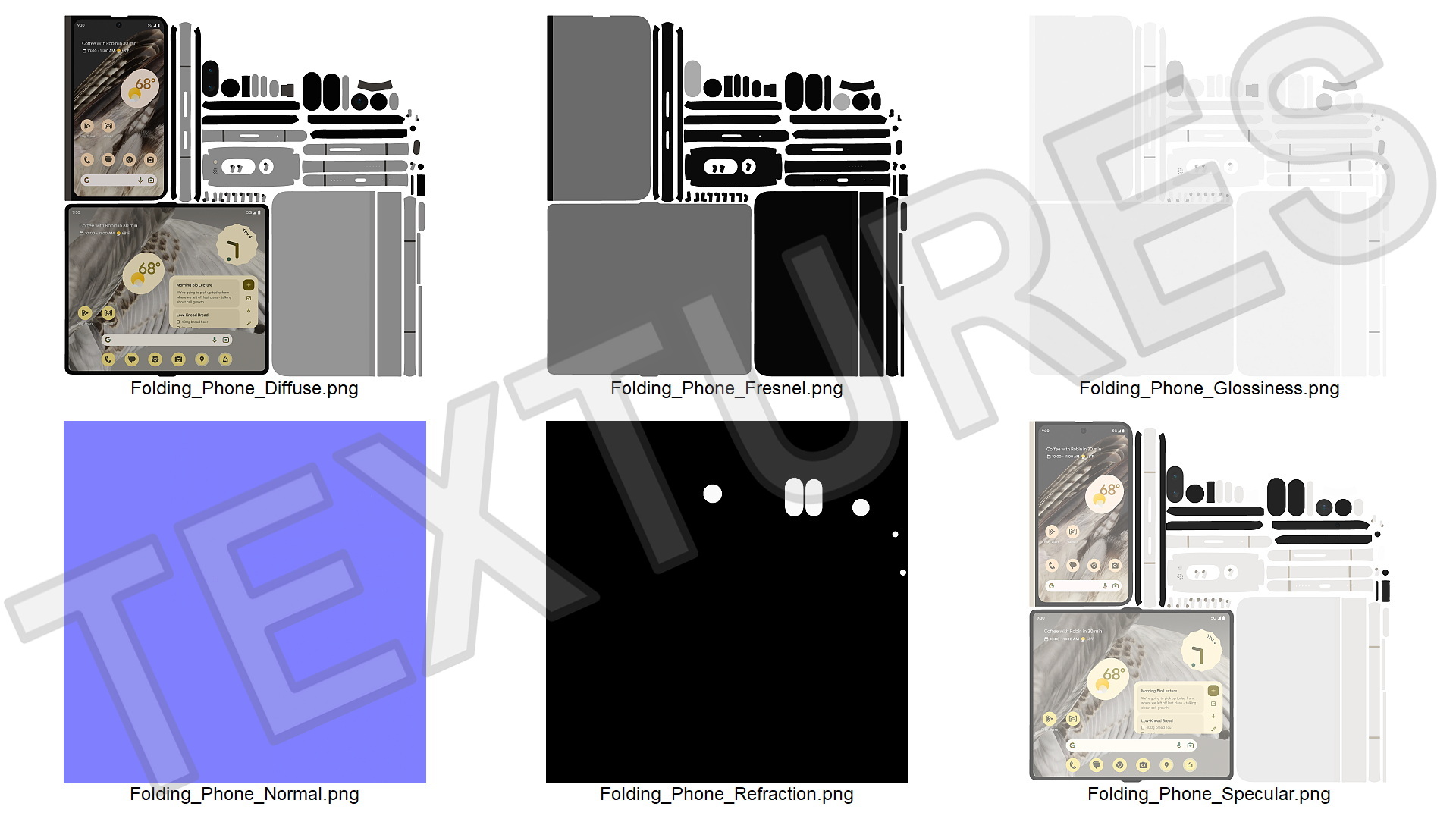 3D Foldable Android Smartphone Rigged for Cinema 4D model