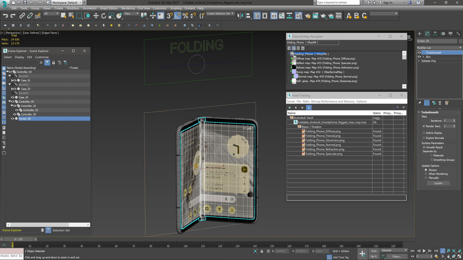 3D Foldable Android Smartphone Rigged for Cinema 4D model