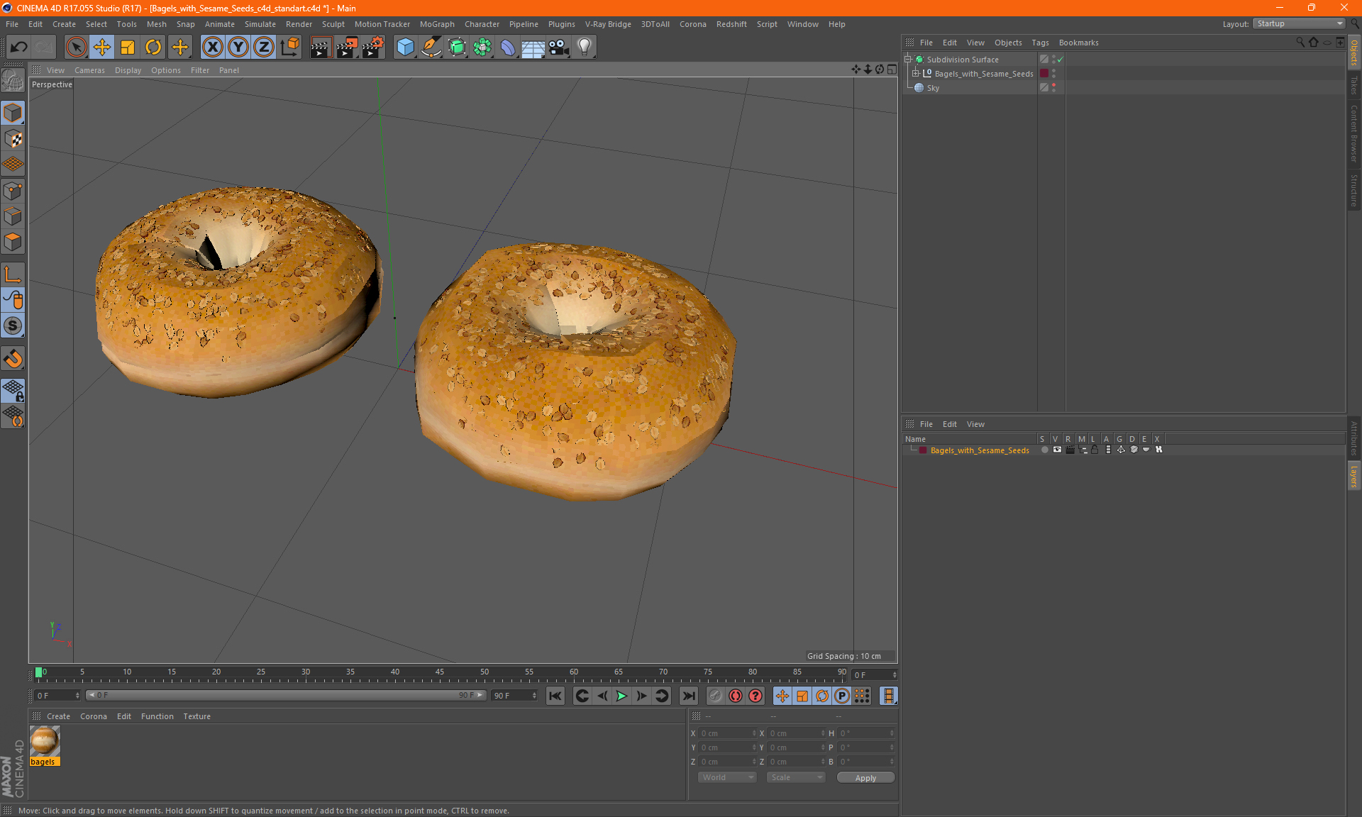 Bagels with Sesame Seeds 3D model