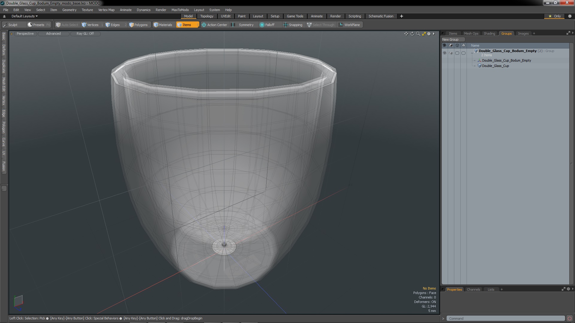 3D Double Glass Cup Bodum Empty model