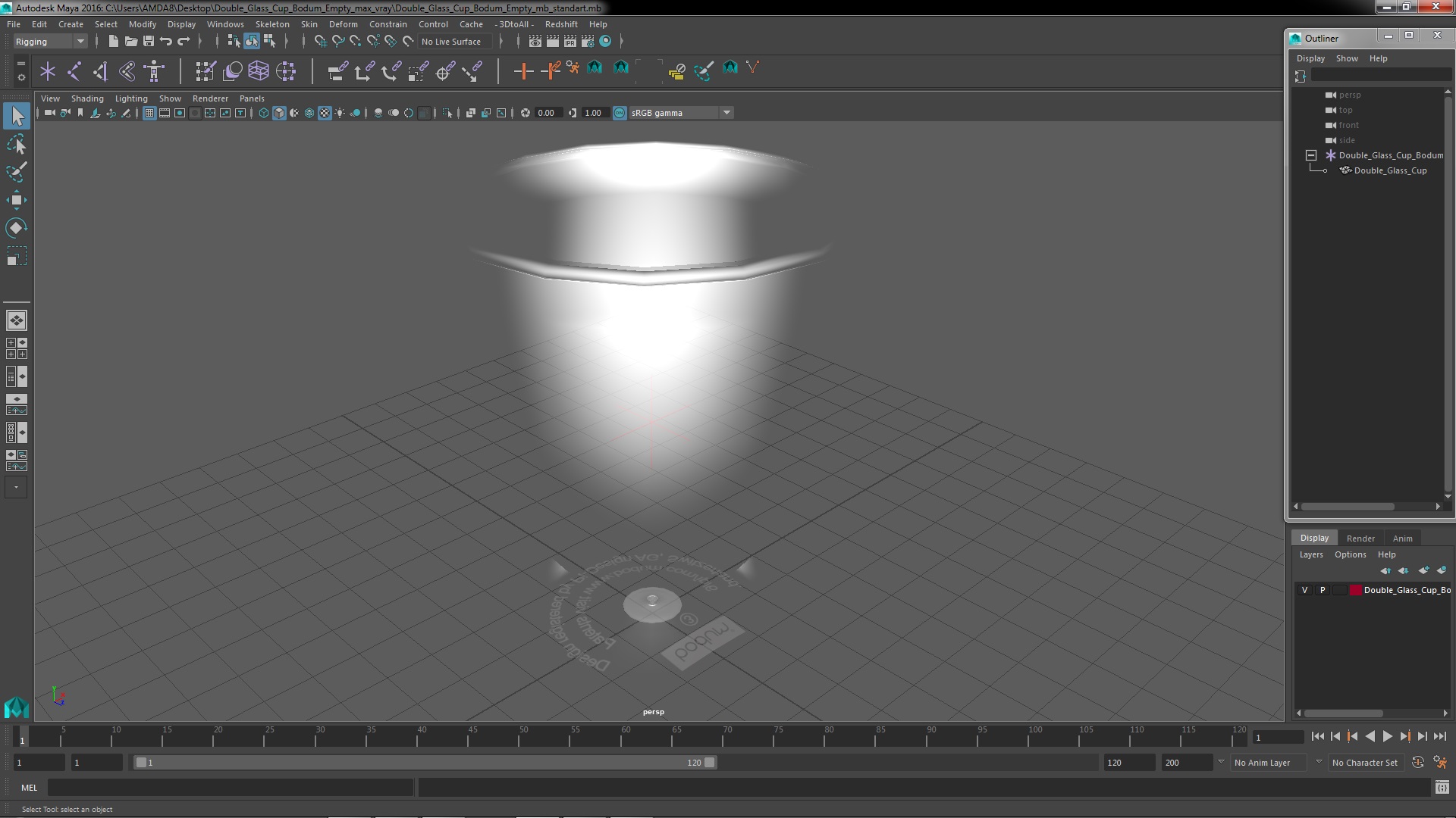 3D Double Glass Cup Bodum Empty model