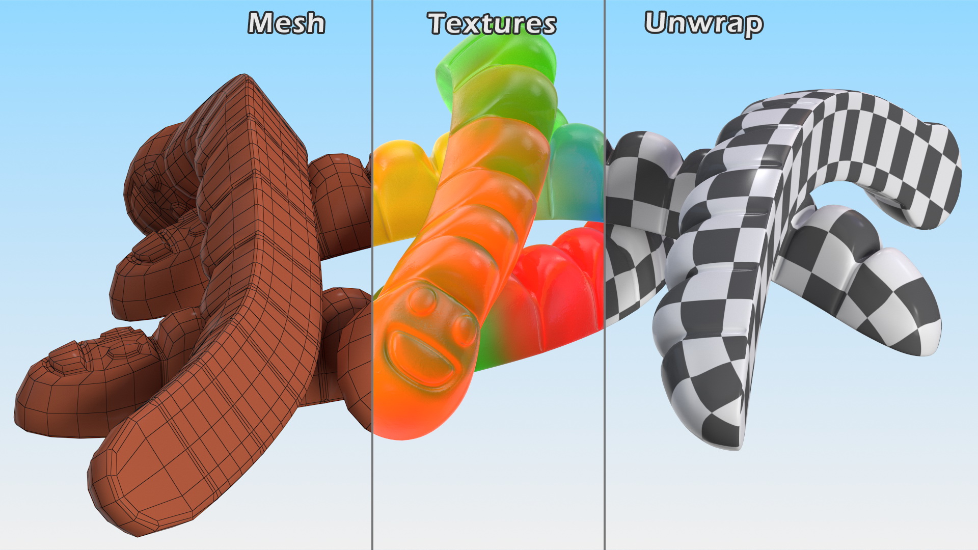 3D model Colorful Gummy Worms Pile