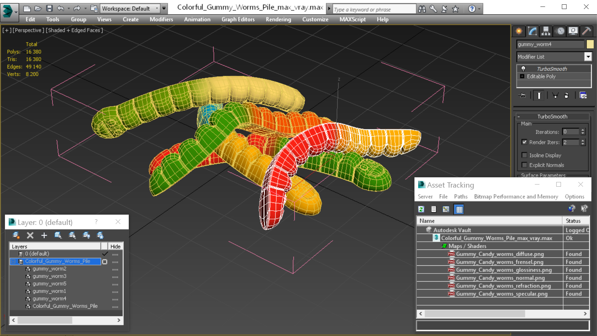 3D model Colorful Gummy Worms Pile