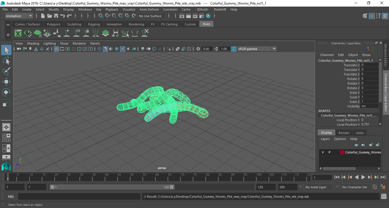 3D model Colorful Gummy Worms Pile
