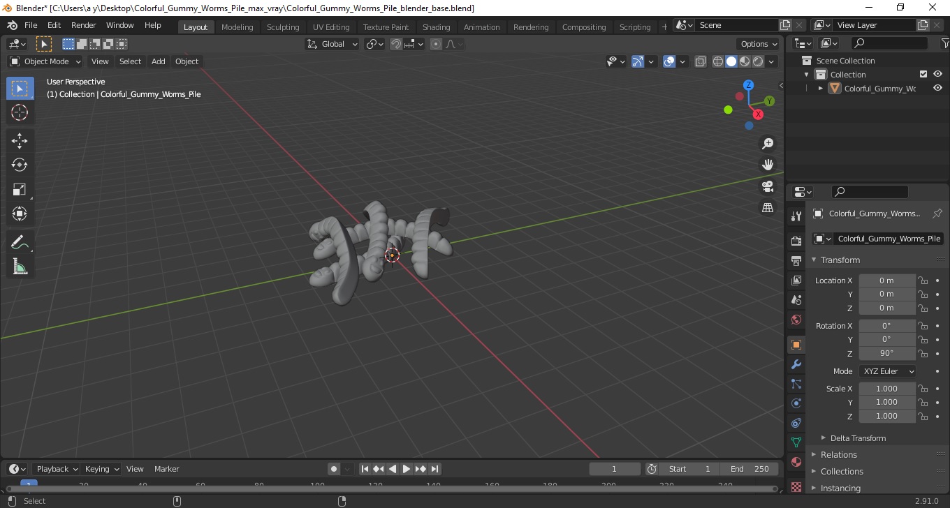 3D model Colorful Gummy Worms Pile