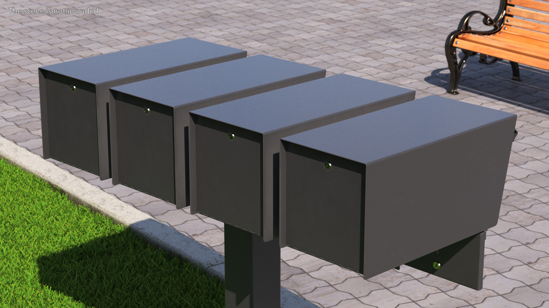 3D Four Doors Mailbox Cluster