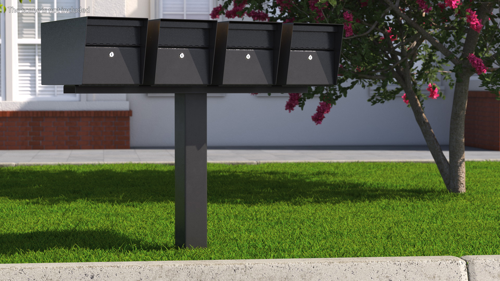 3D Four Doors Mailbox Cluster