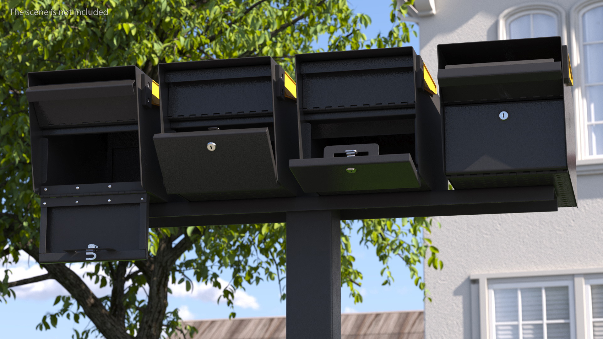 3D Four Doors Mailbox Cluster