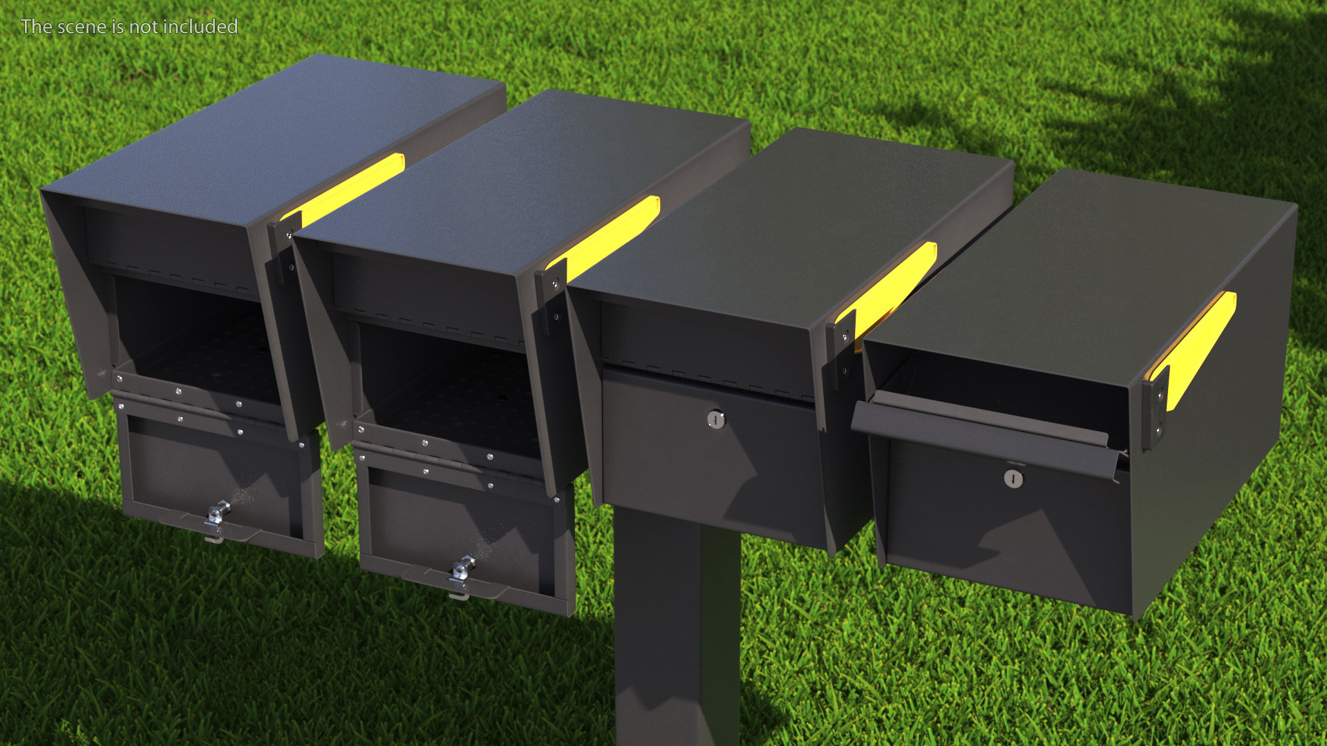 3D Four Doors Mailbox Cluster