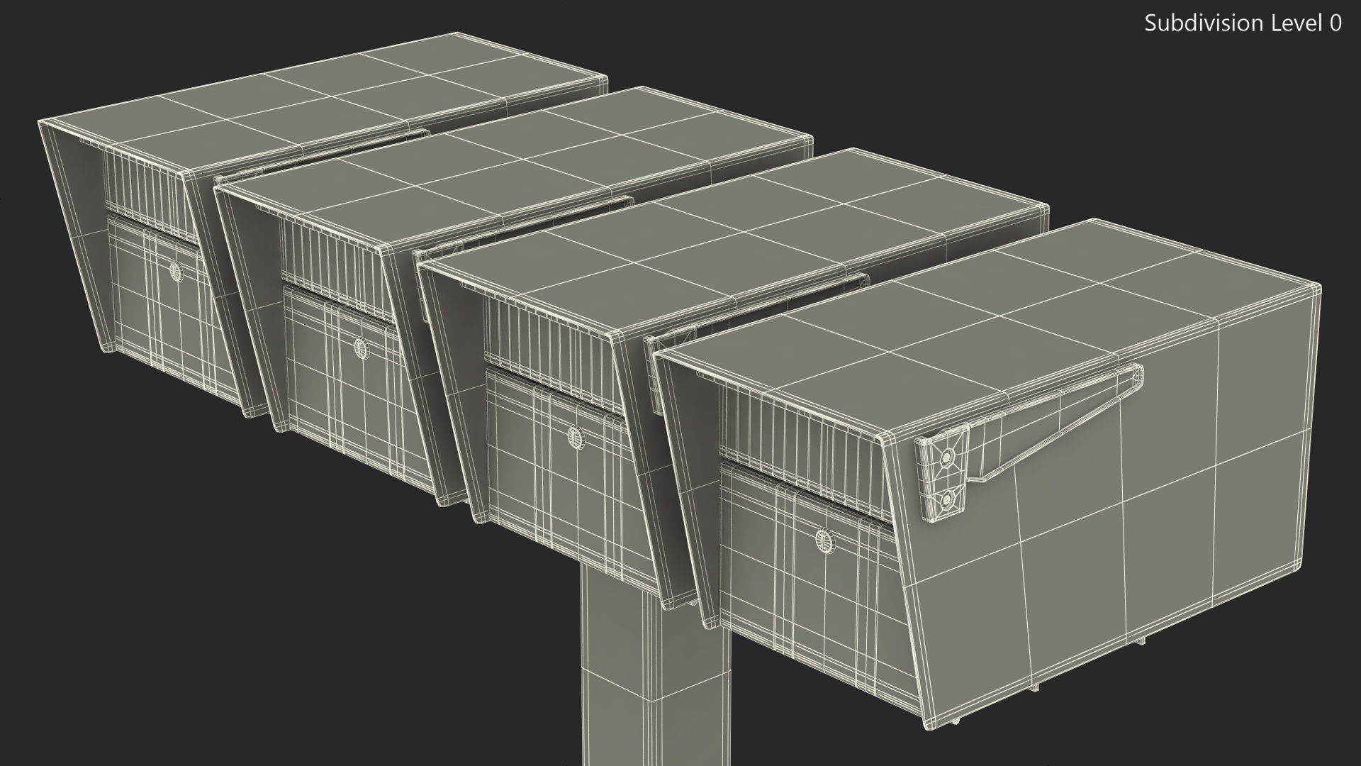 3D Four Doors Mailbox Cluster