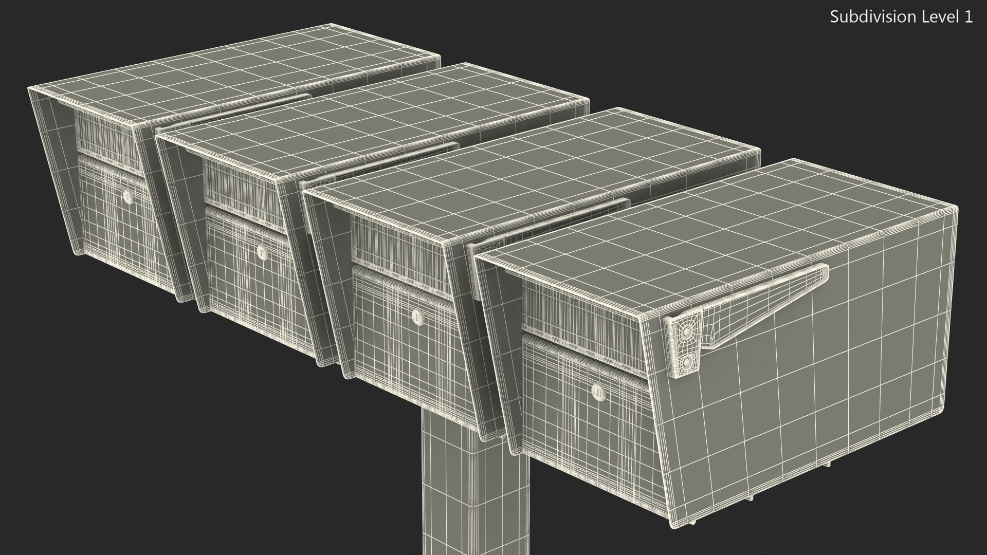 3D Four Doors Mailbox Cluster