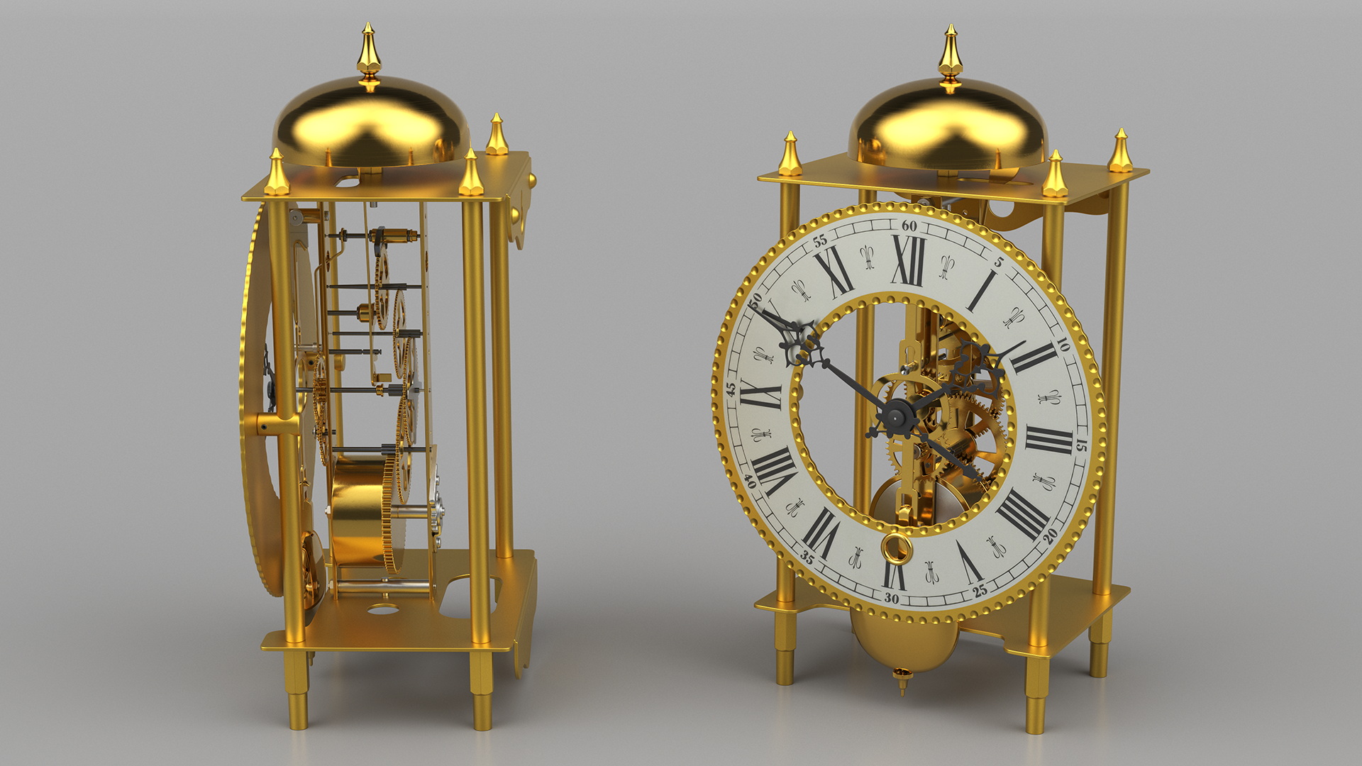 3D model Open Mechanical Skeleton Clock