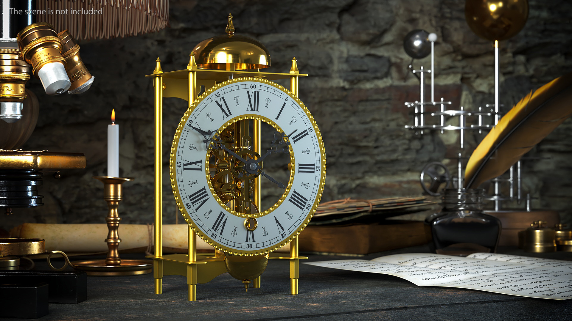 3D model Open Mechanical Skeleton Clock