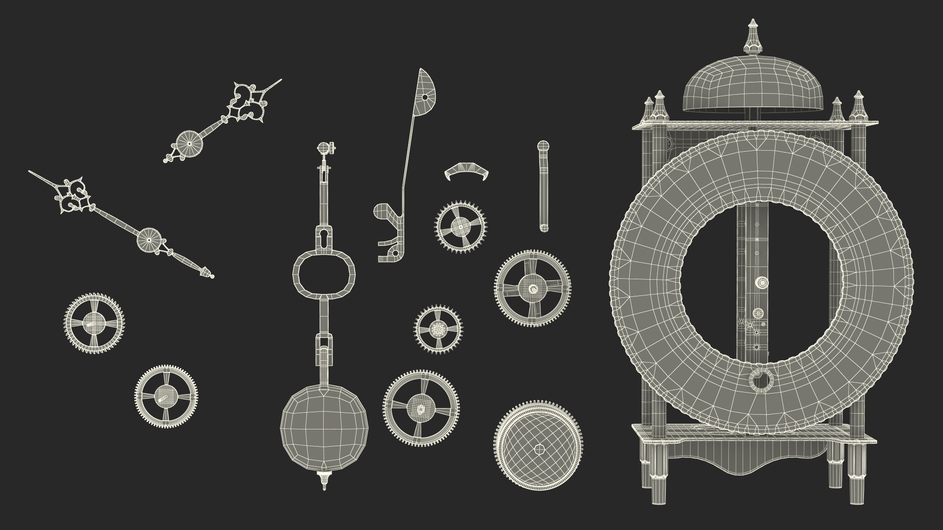 3D model Open Mechanical Skeleton Clock