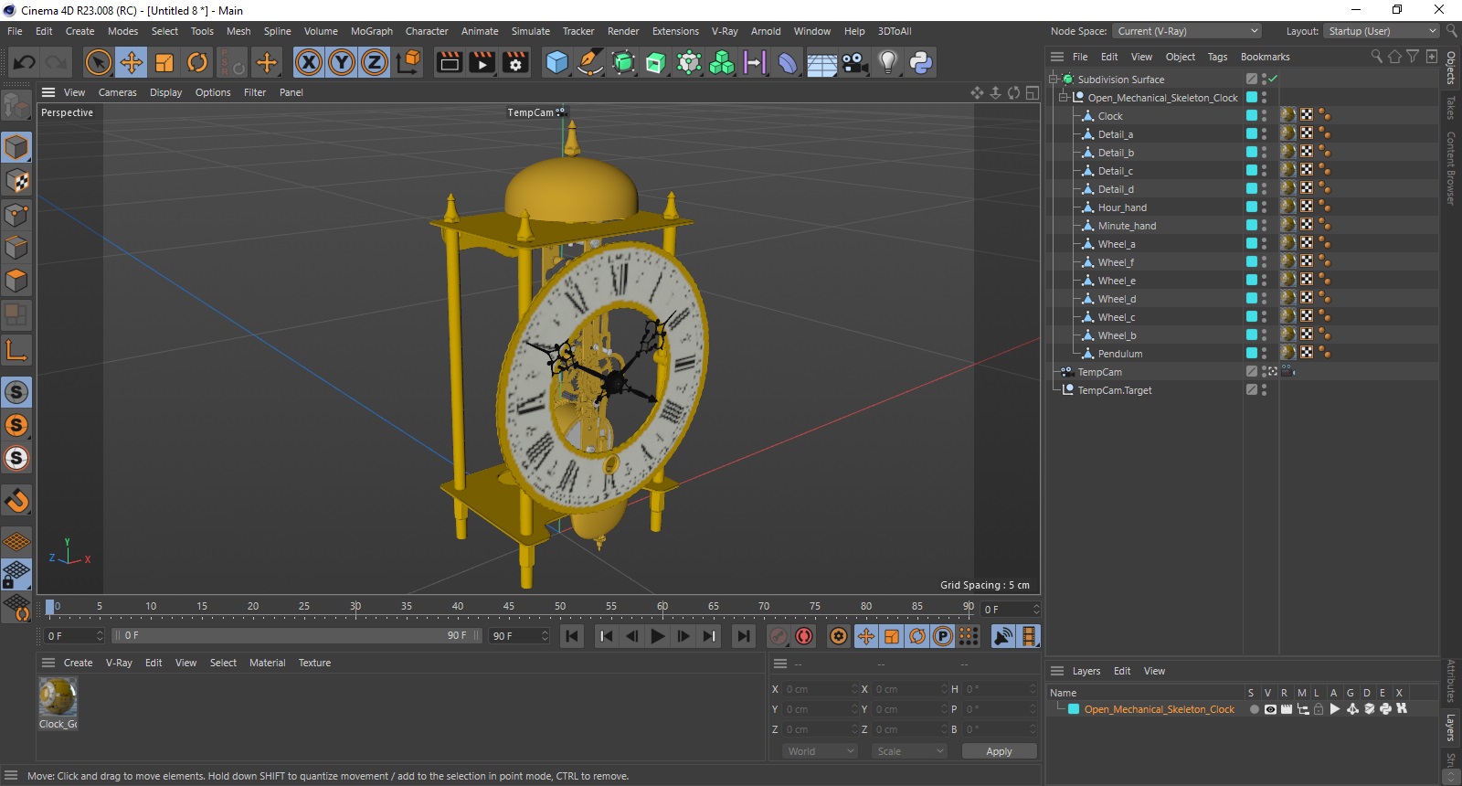 3D model Open Mechanical Skeleton Clock