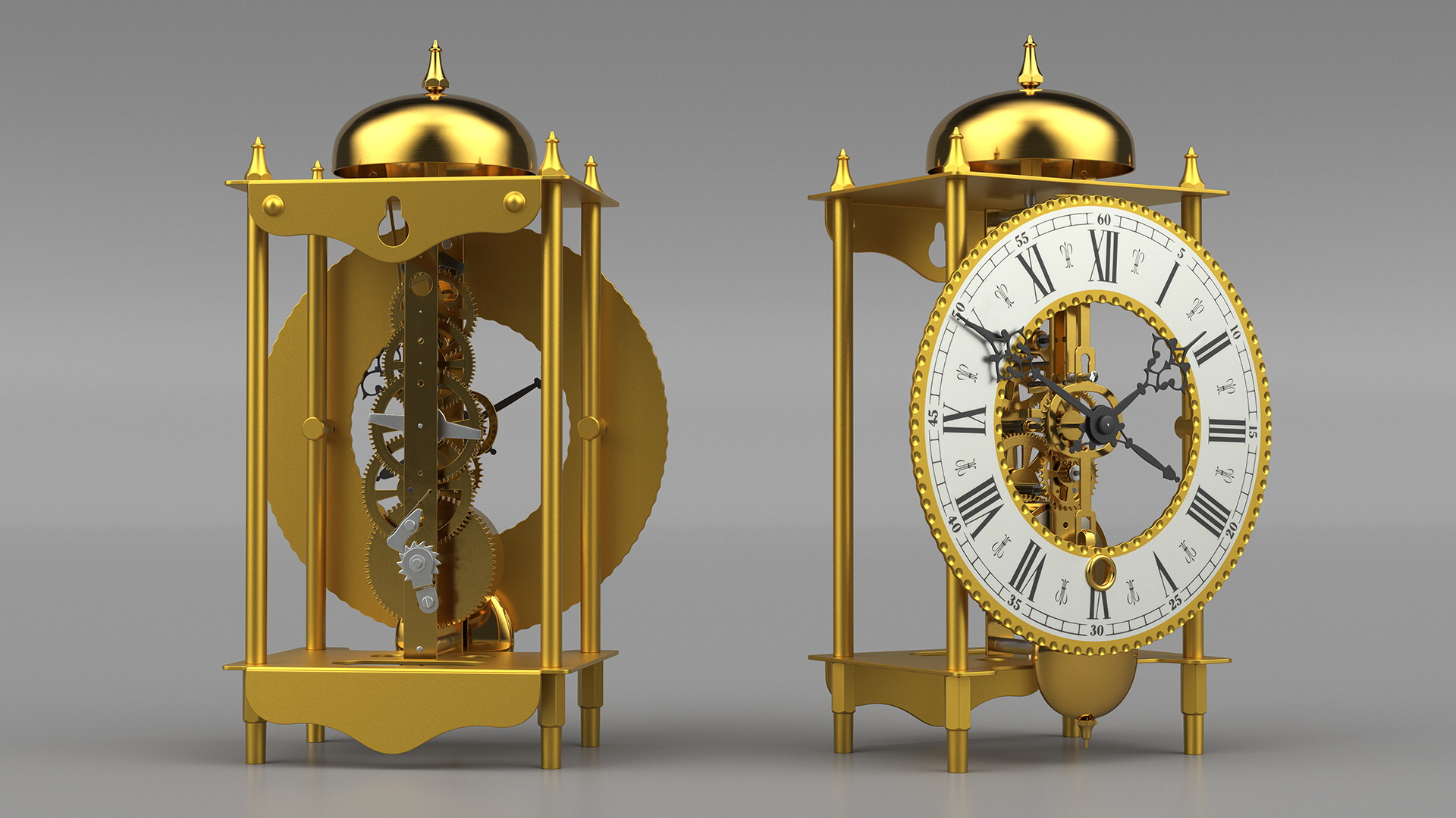 3D model Open Mechanical Skeleton Clock