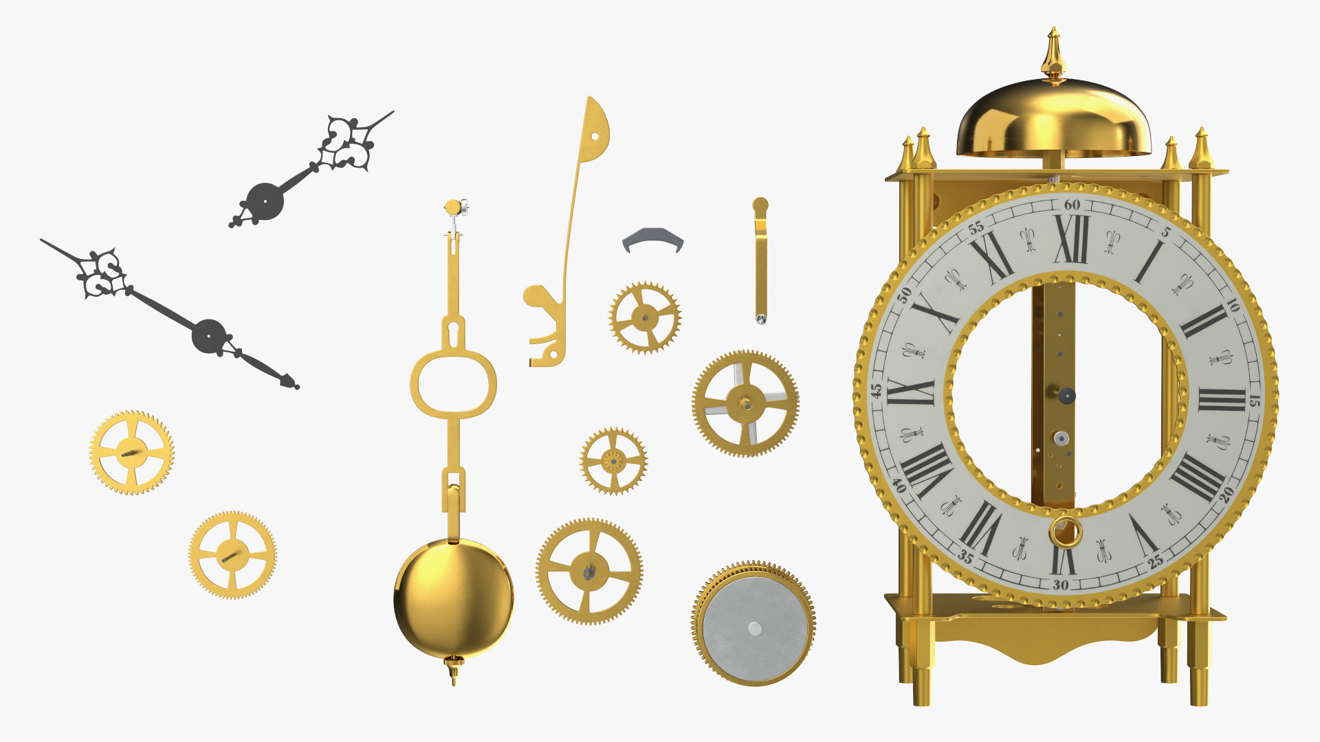 3D model Open Mechanical Skeleton Clock