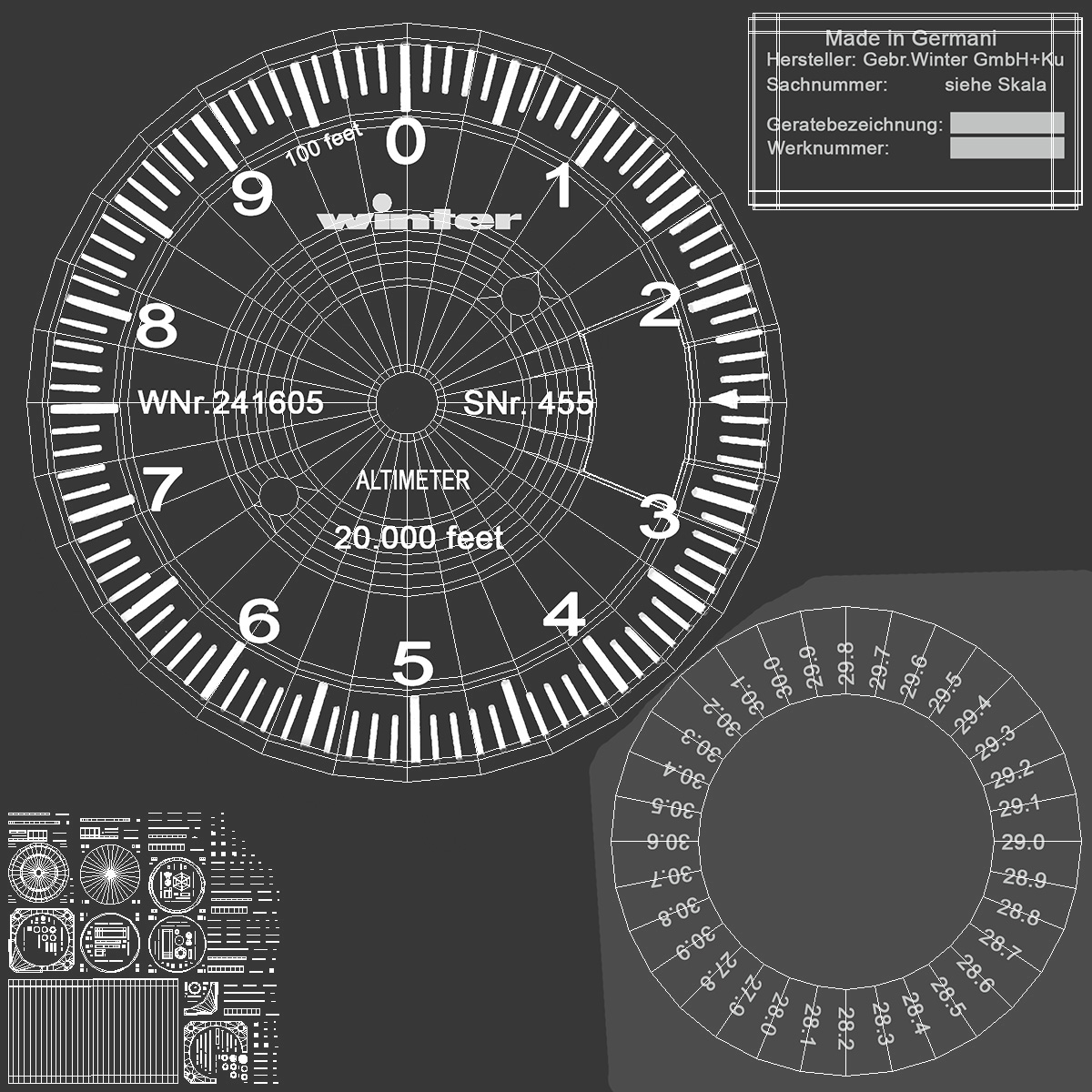 3D Aircraft Altimeter model