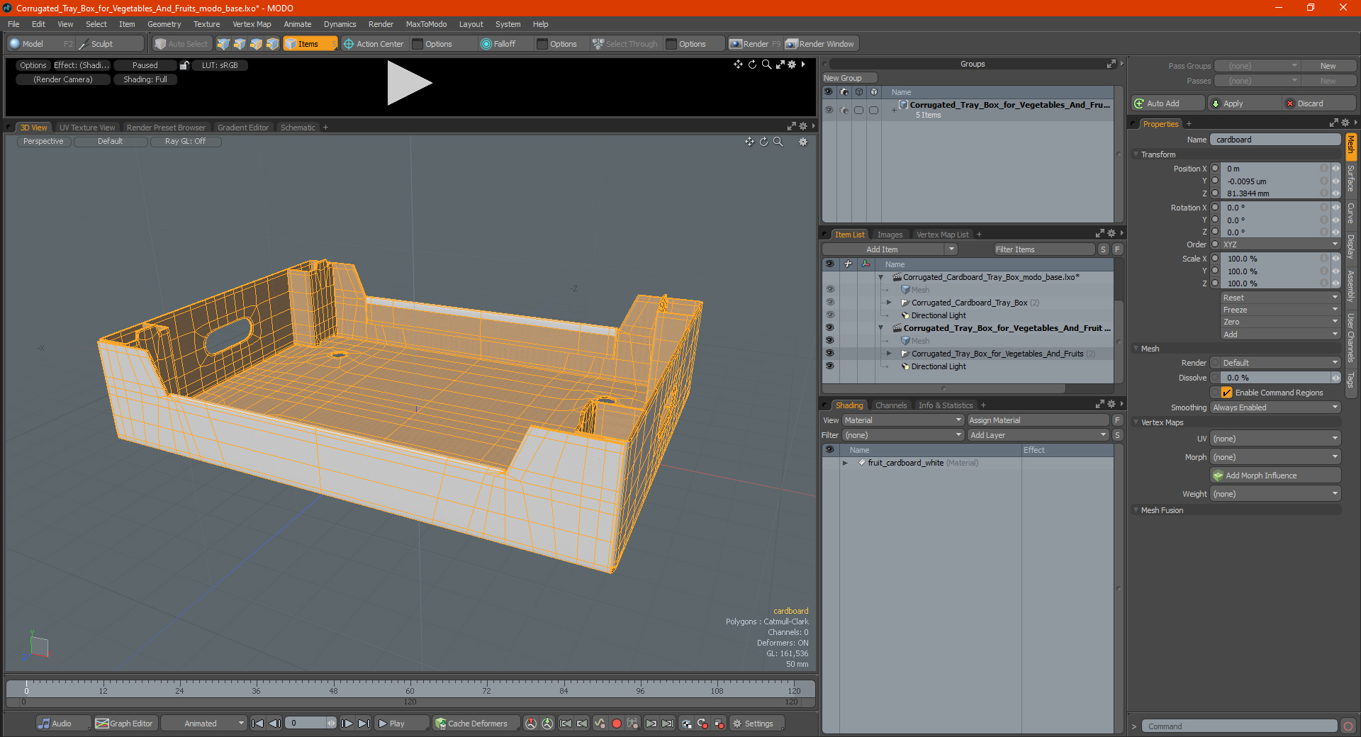 3D model Corrugated Tray Box for Vegetables And Fruits